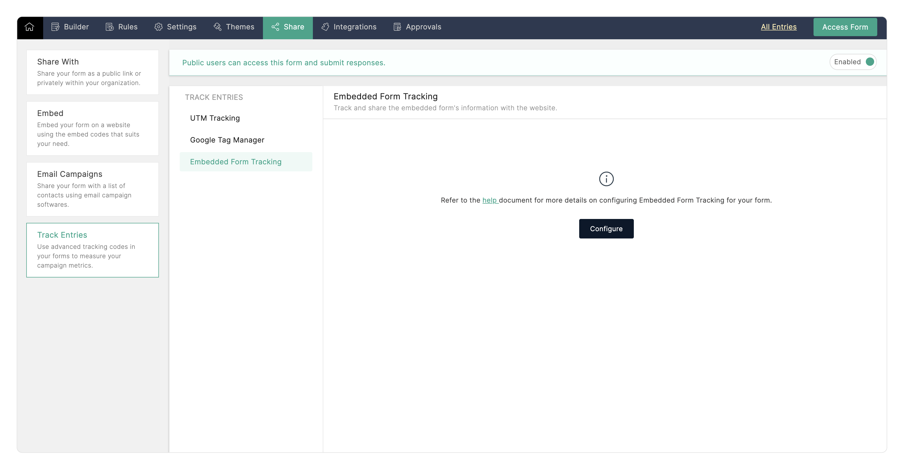 Configure Embedded Form Tracking