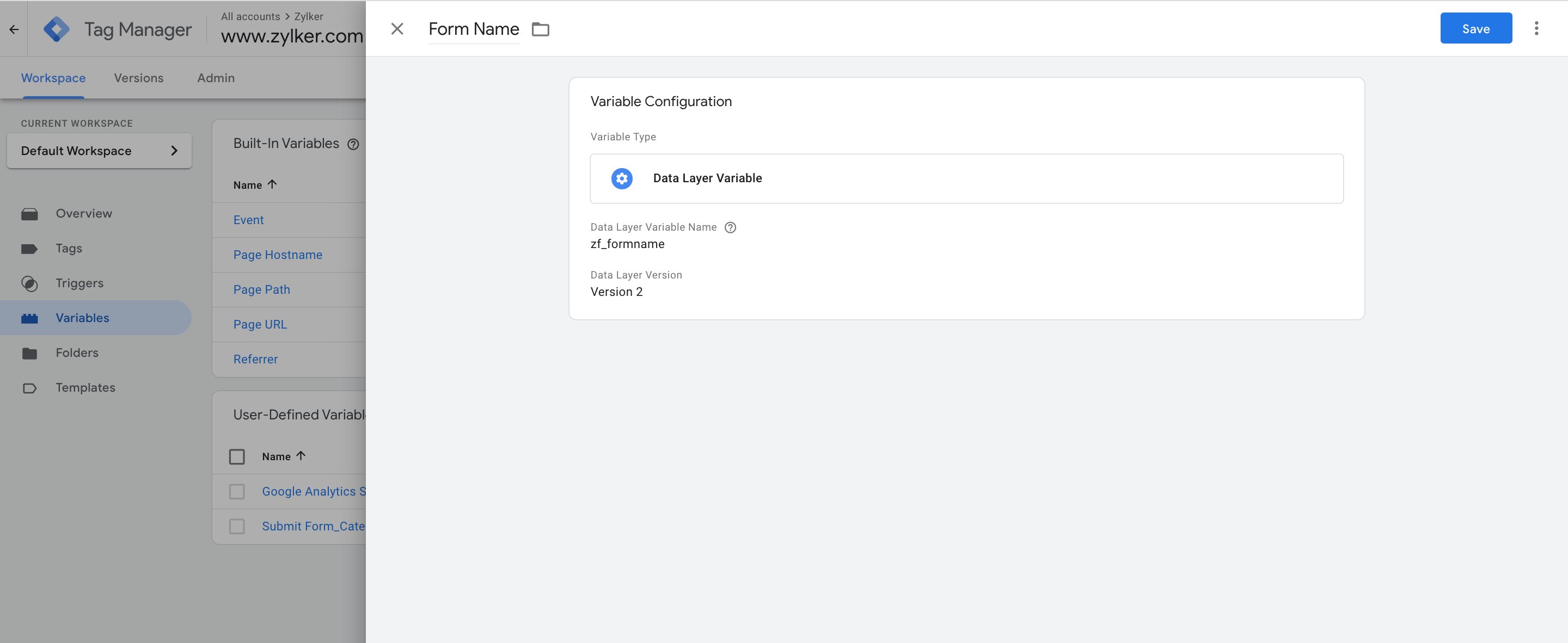 Create Form Name Data Layer Variable