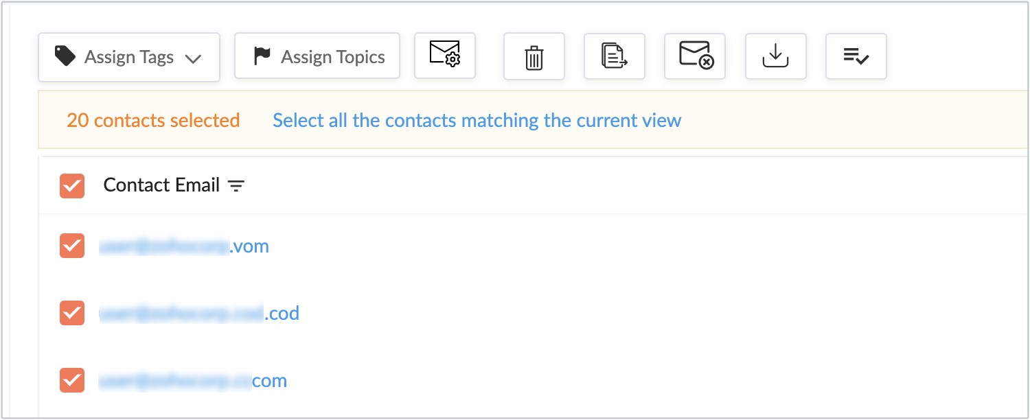 all contacts matching the current view