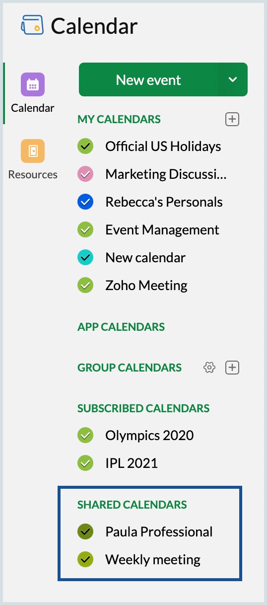 Sharing calendars with the public, organization or individual Zoho