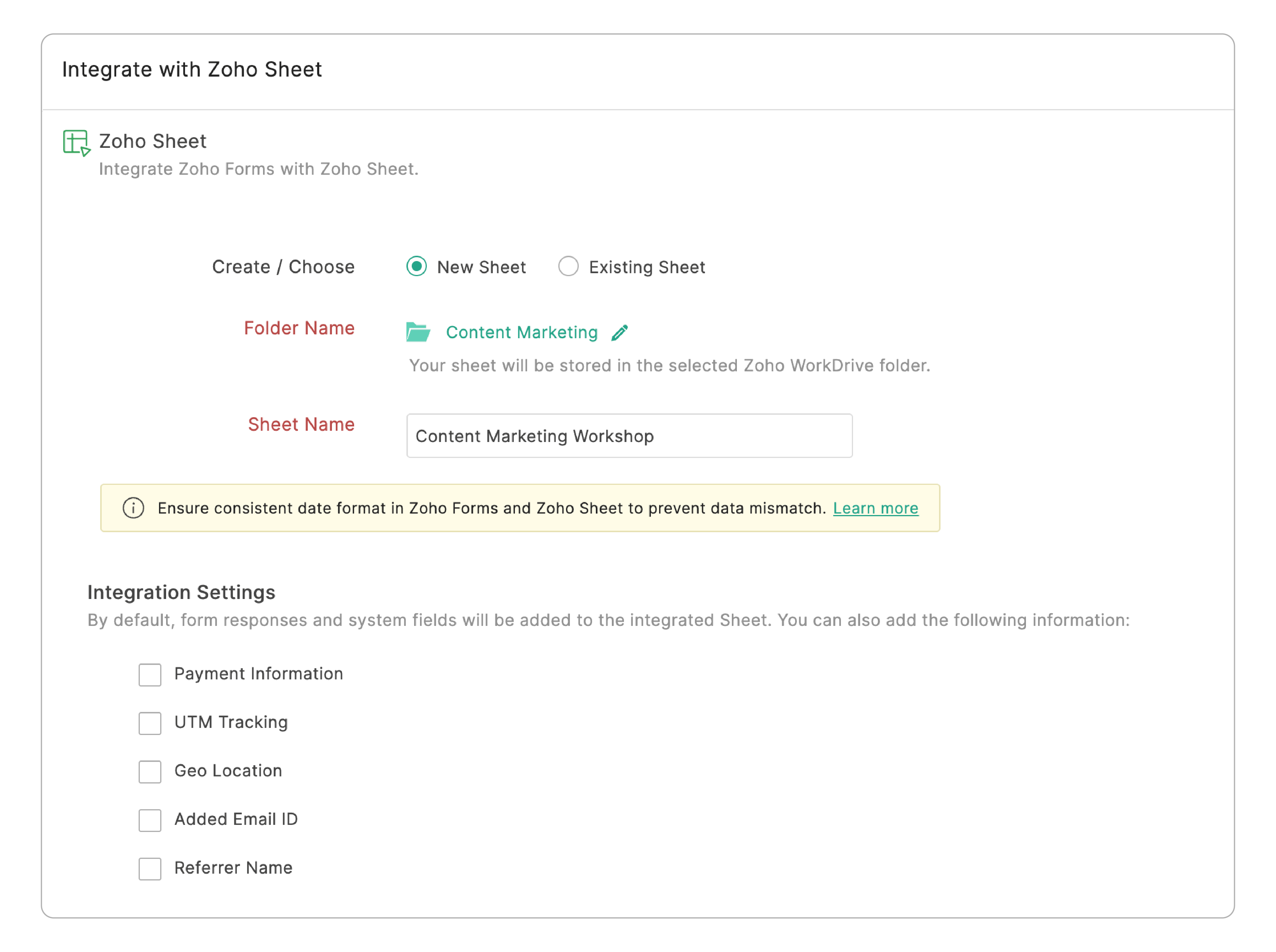 Integration Settings