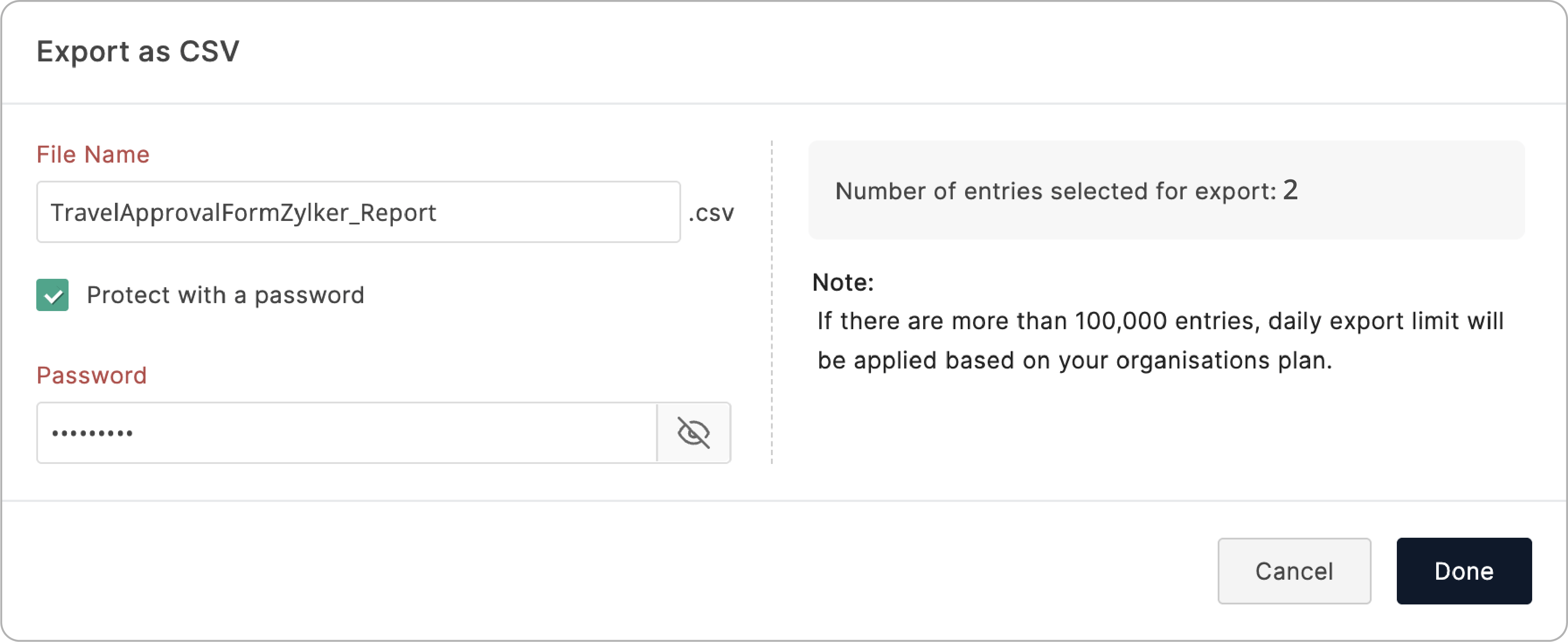 Export as CSV