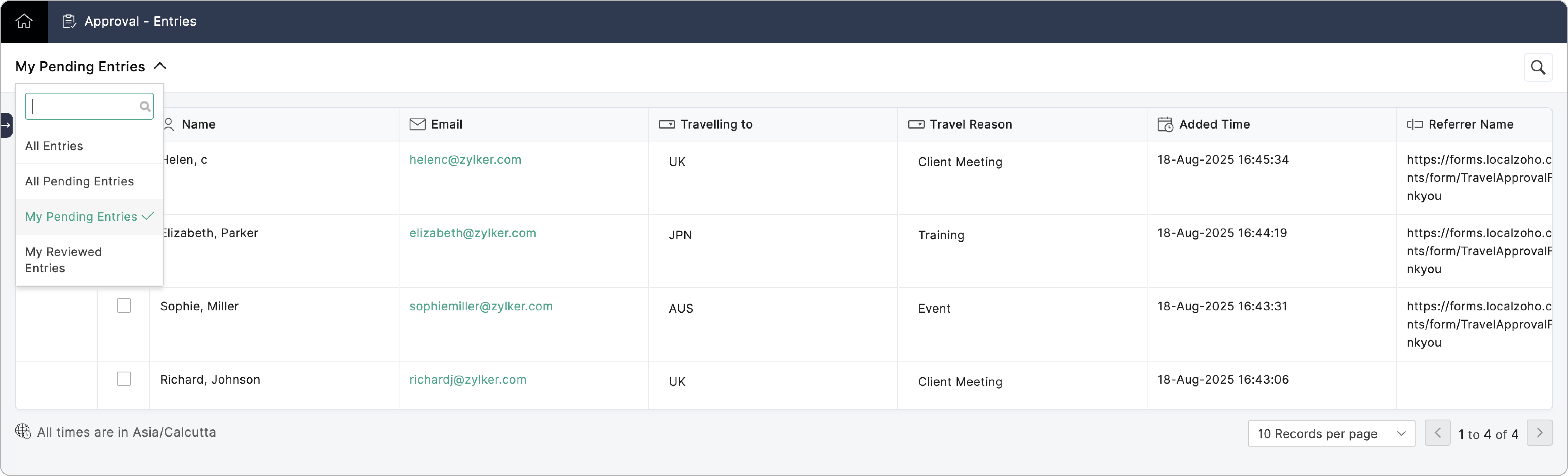 Manage your Entries