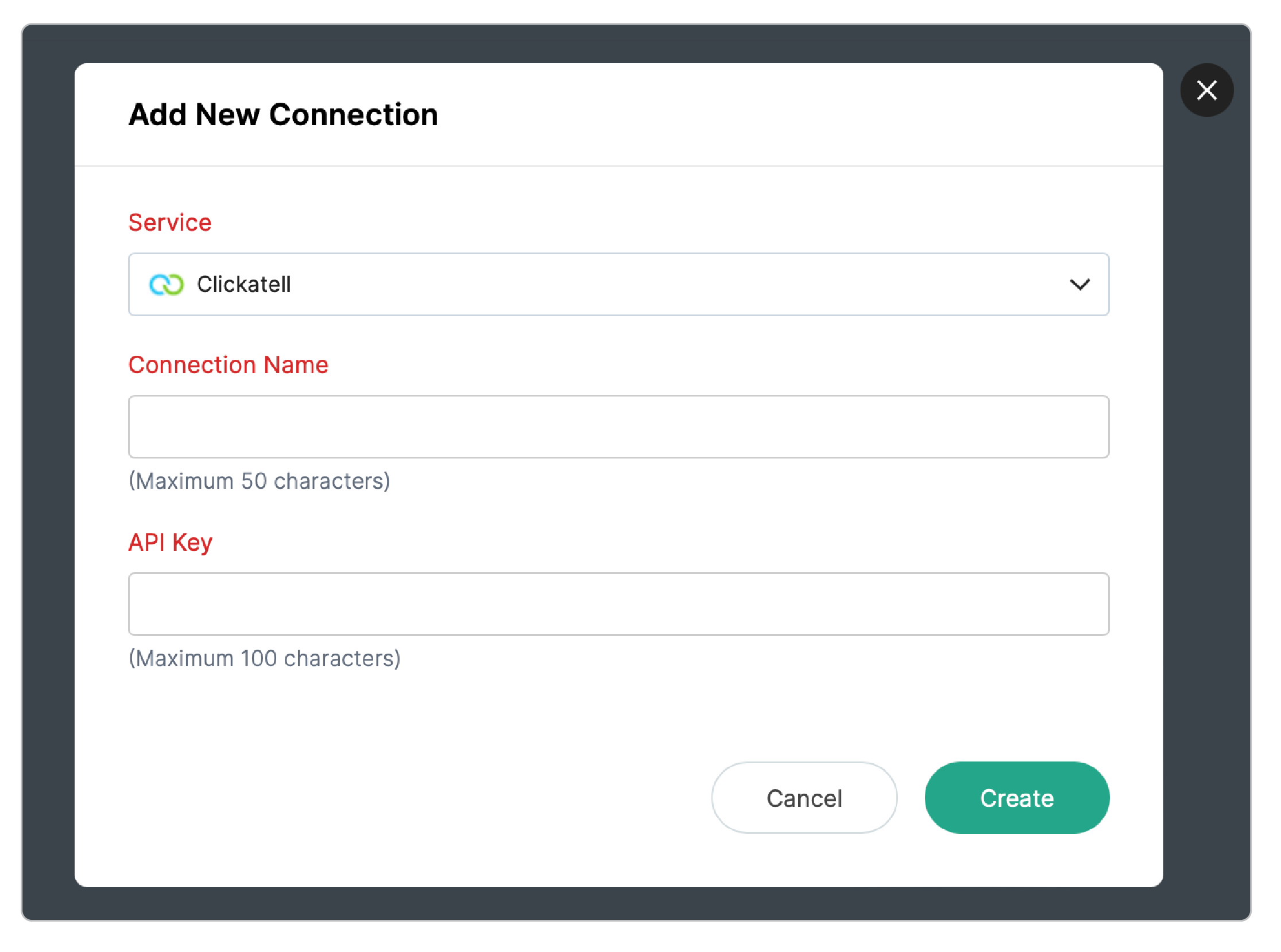 Create new Clickatell connection