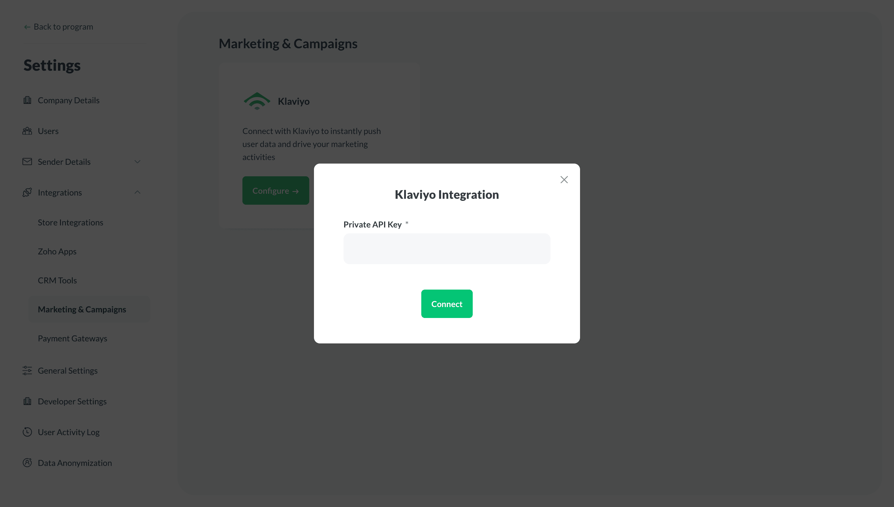 Zoho Thrive - Klaviyo Integration