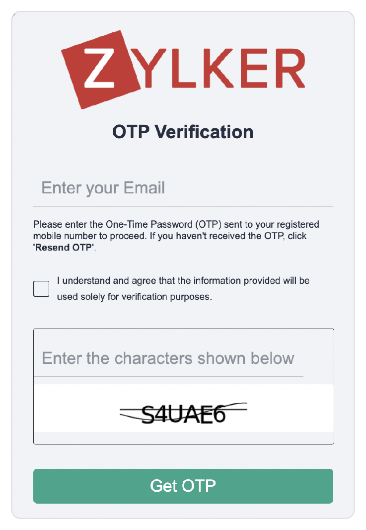 OTP Verification page