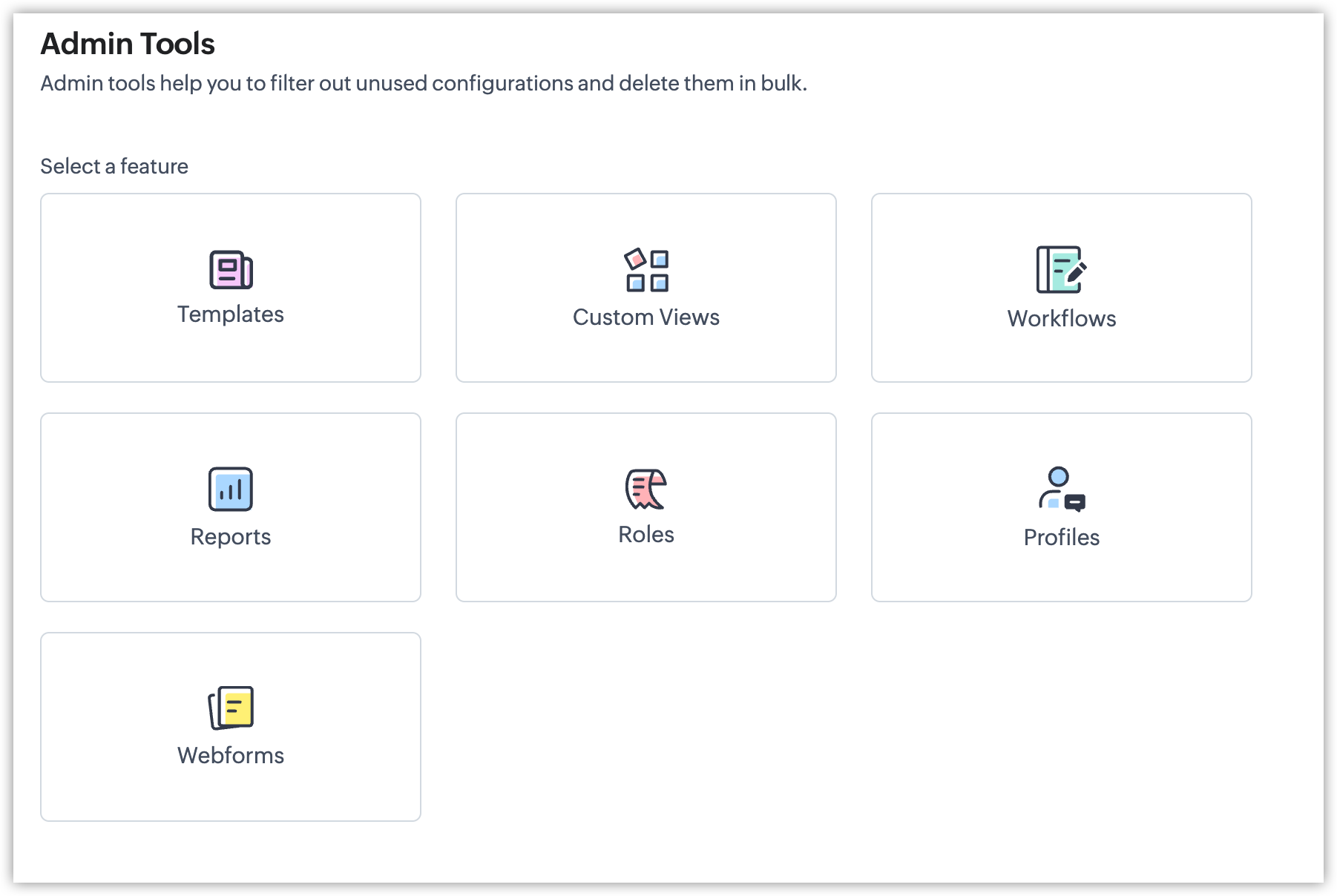 Working With Admin Tools | Zoho CRM - Help