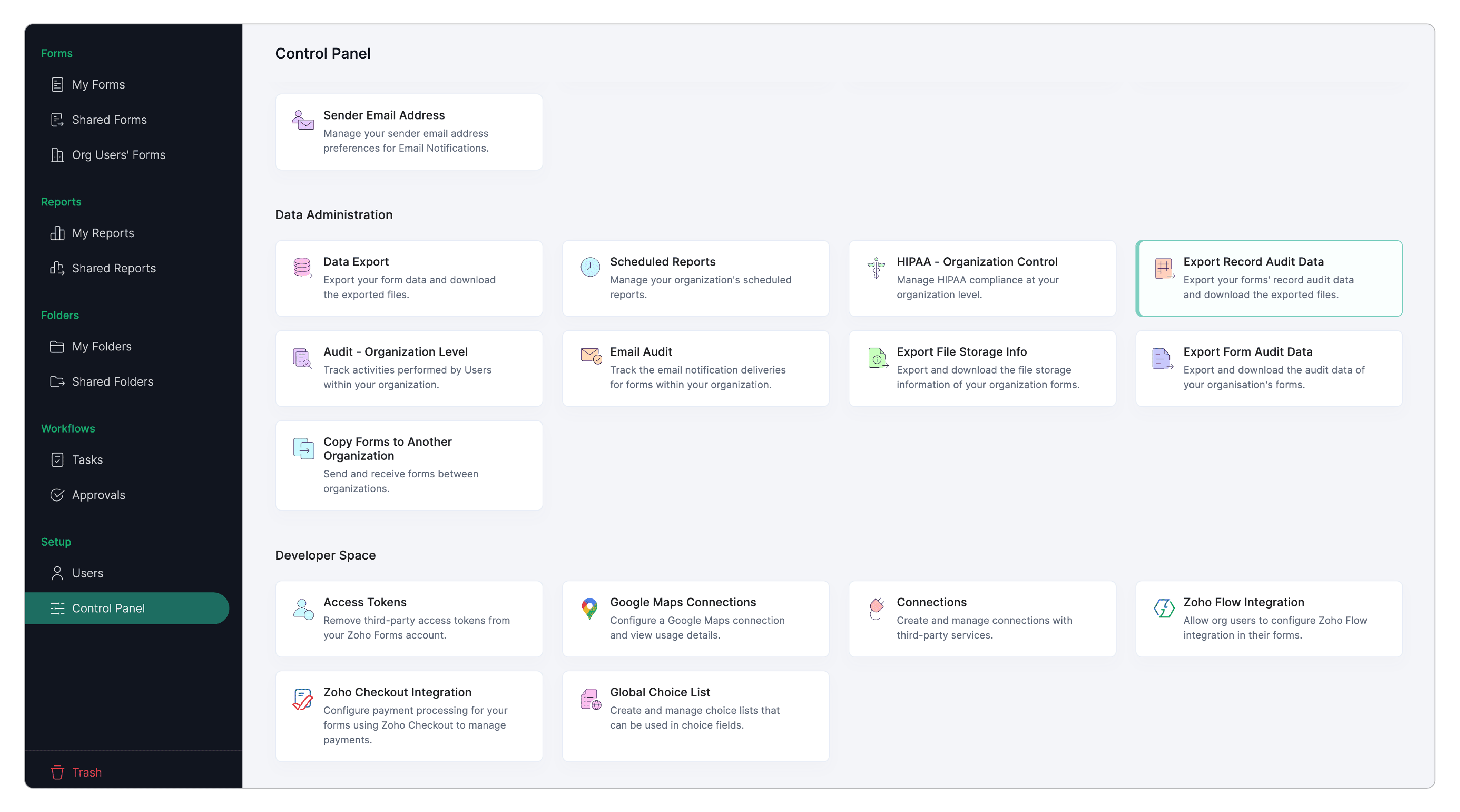 Export Record Audit Data