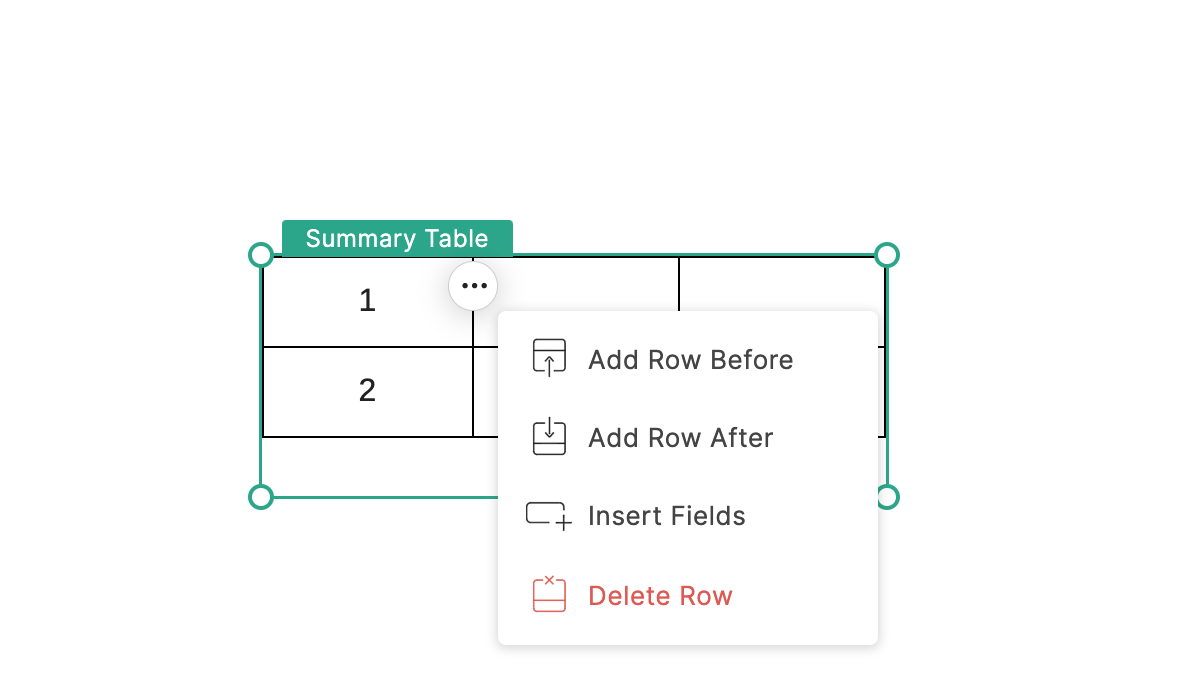 Insert Fields in Summary Table