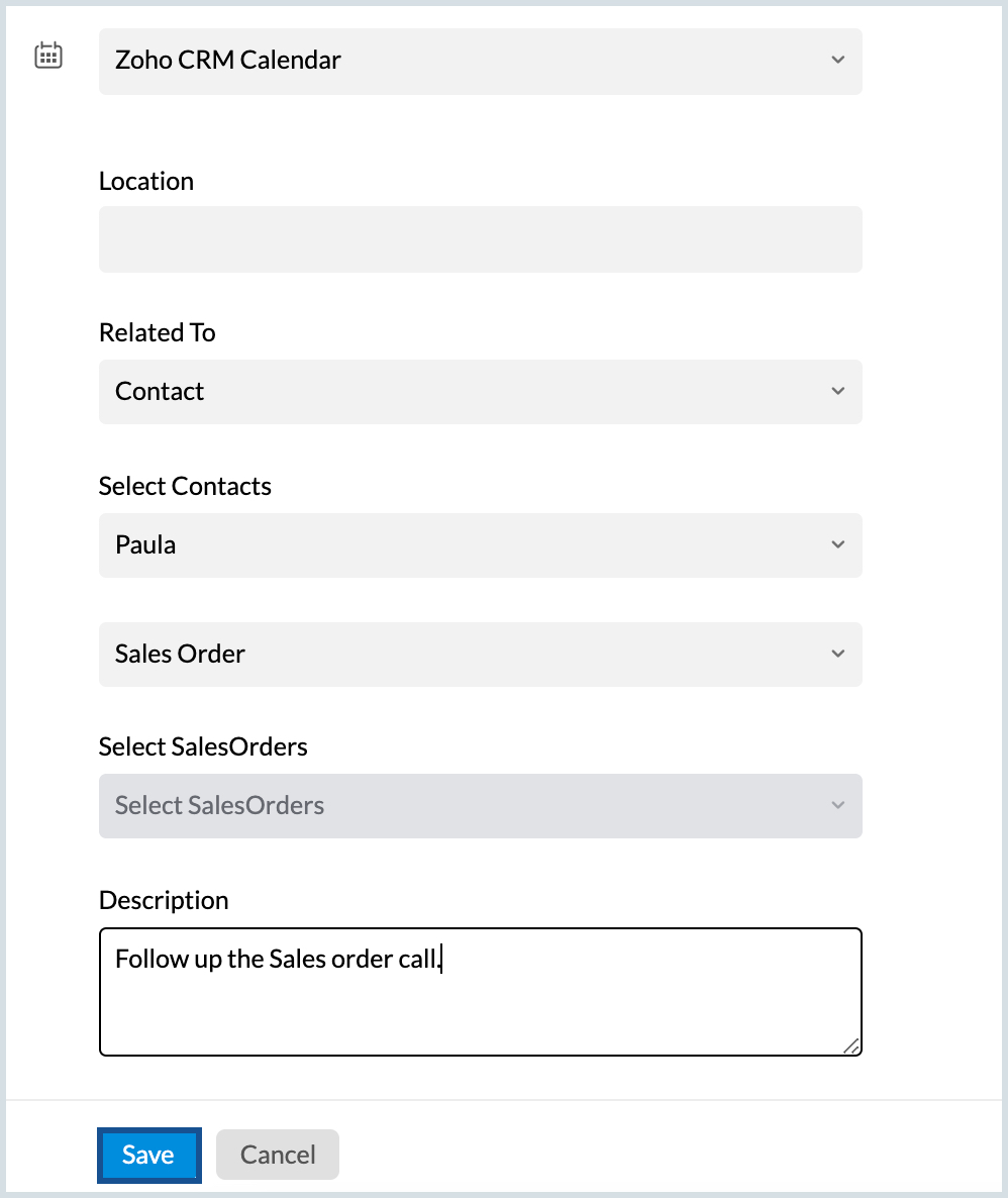 Syncing Zoho CRM events with Zoho Calendar