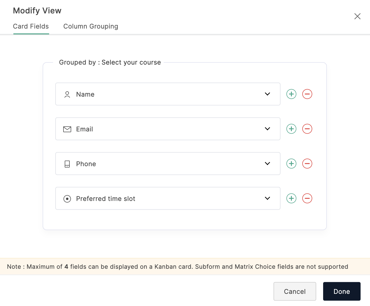 selecting fields