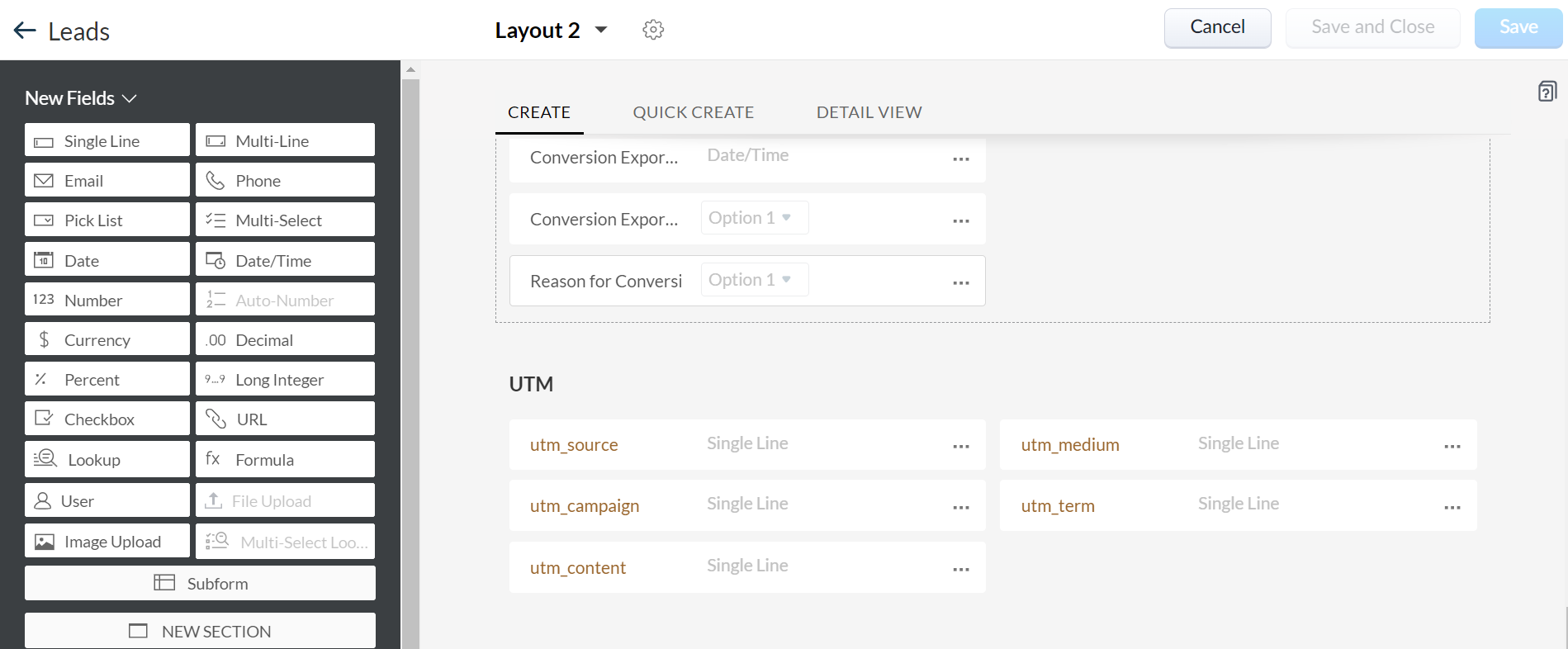 Add custom fields in Zoho CRM module