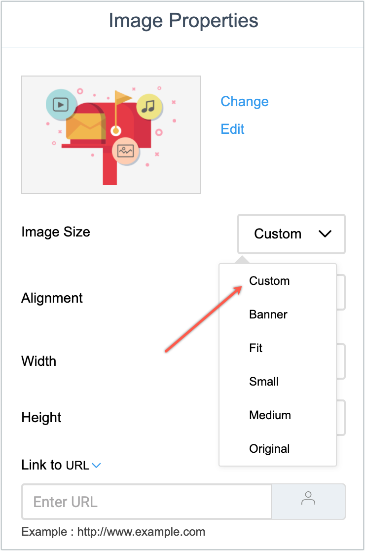 custom image size