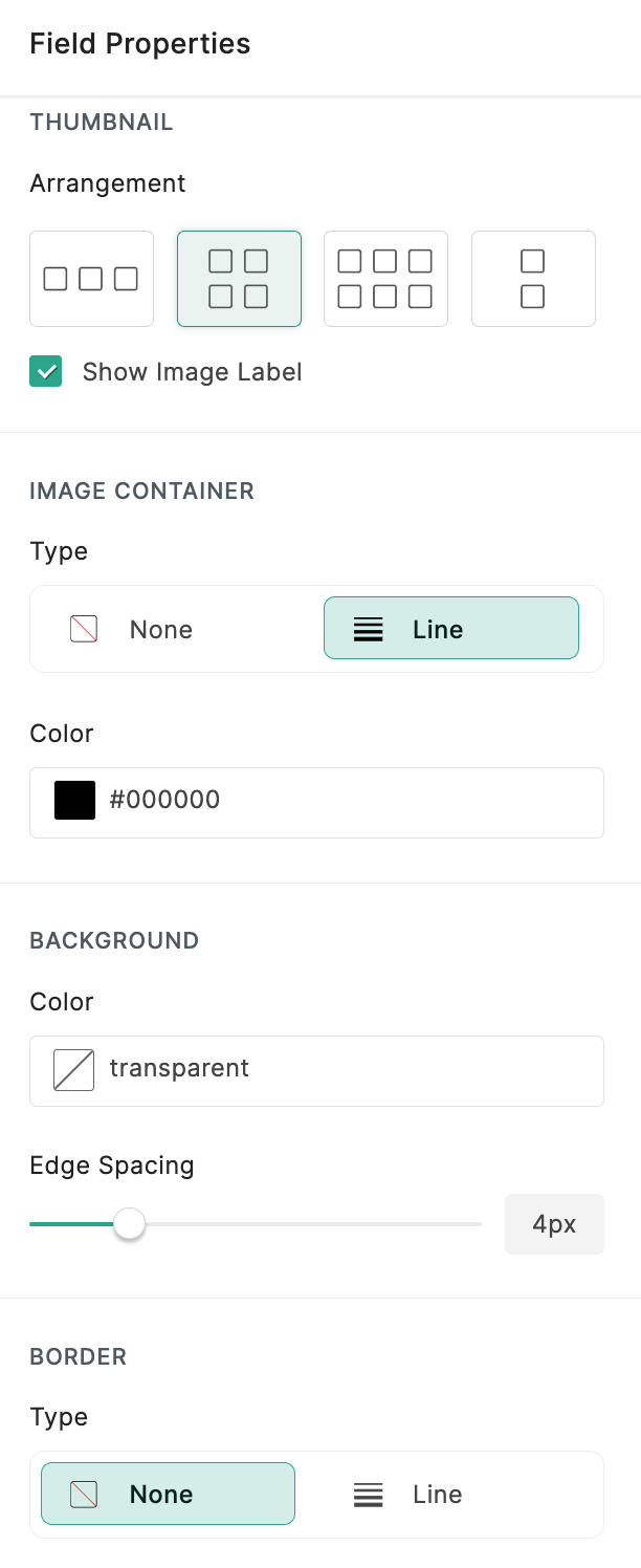 Image Upload Field Properties