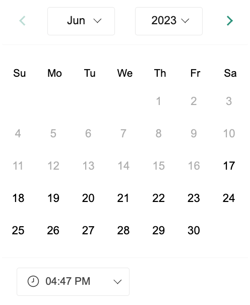 Live form calendar for Check-Out Date