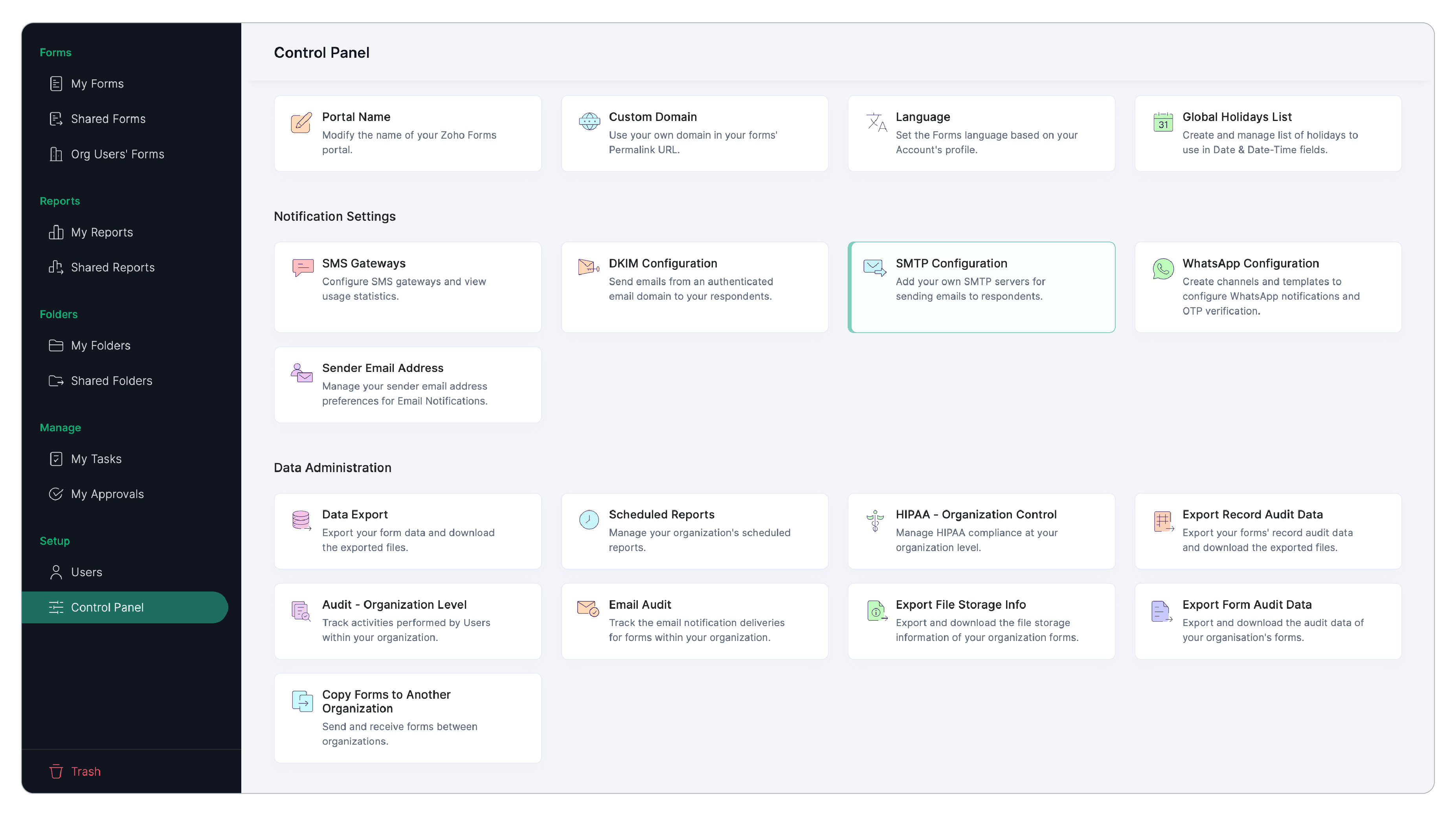 Click SMTP Configuration
