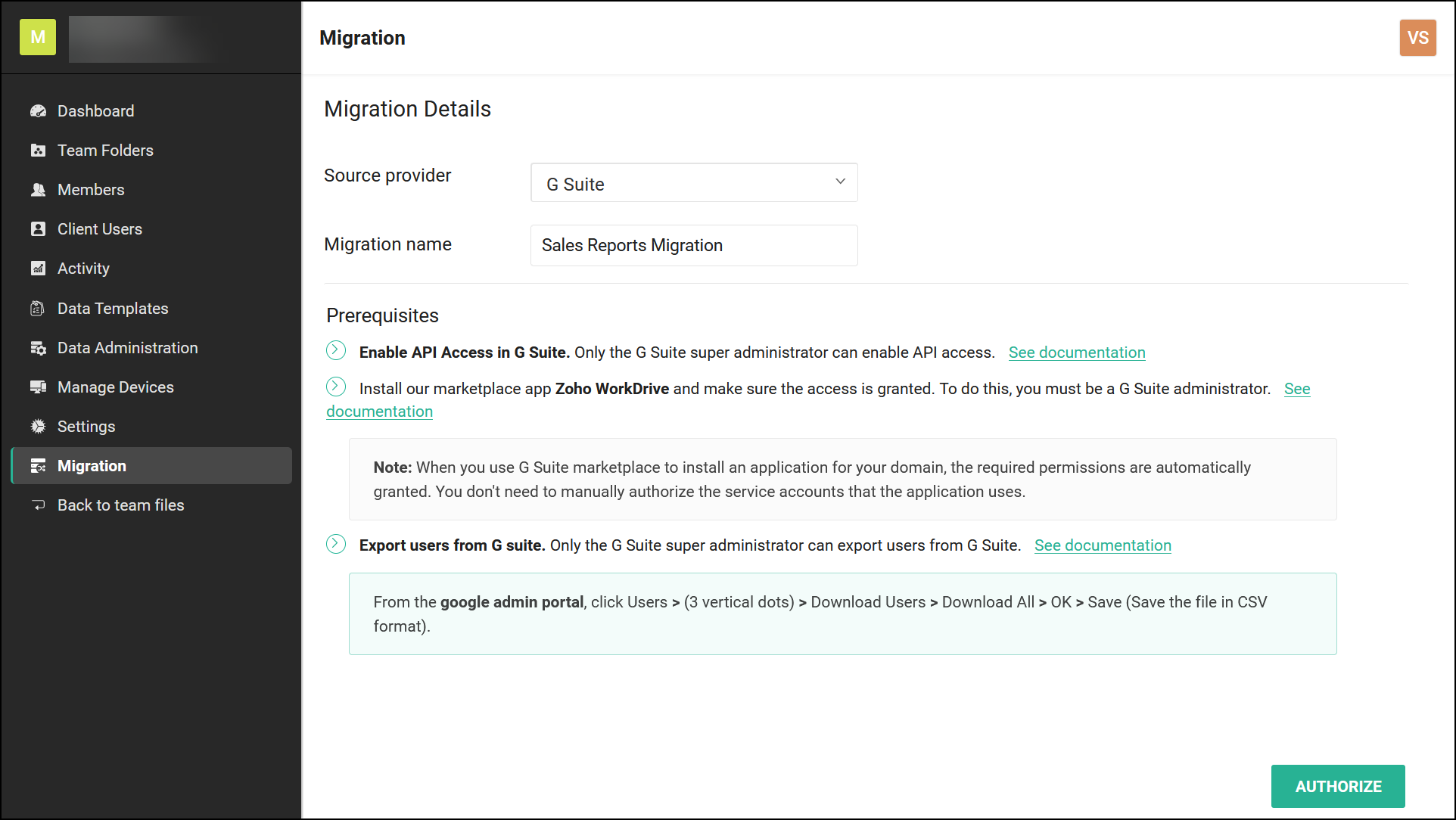 detalles de migración a zoho workplace