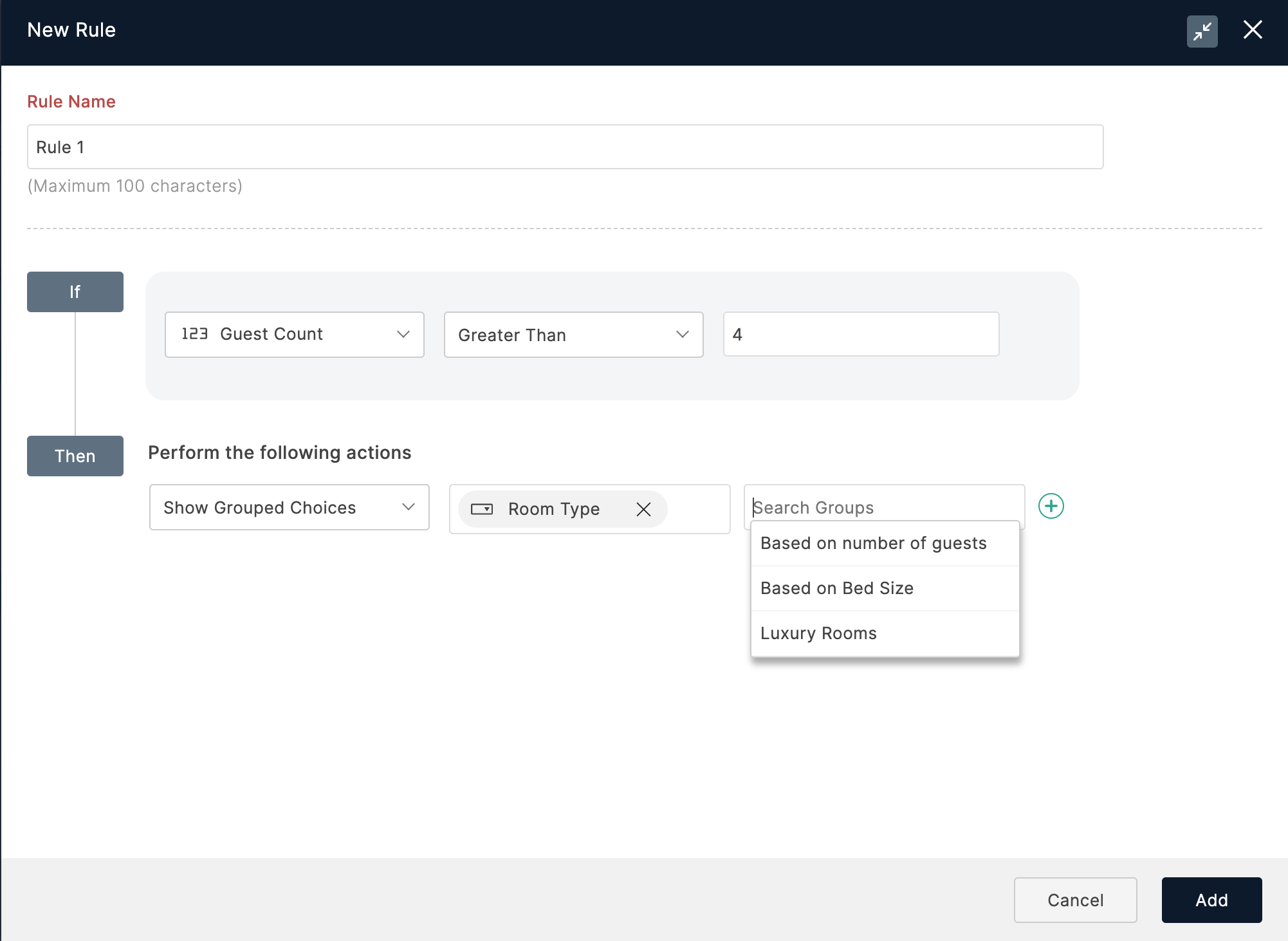 Using Grouped Choices in Field Rules