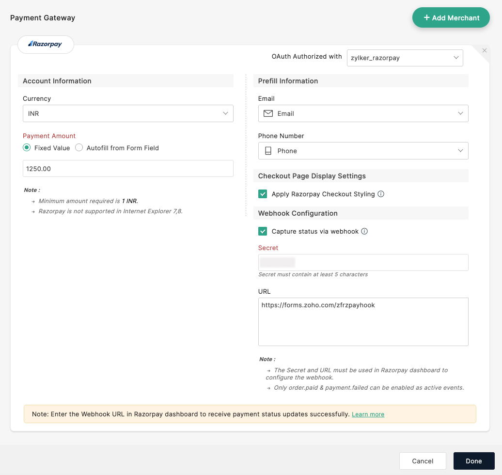 Webhook URL Generation