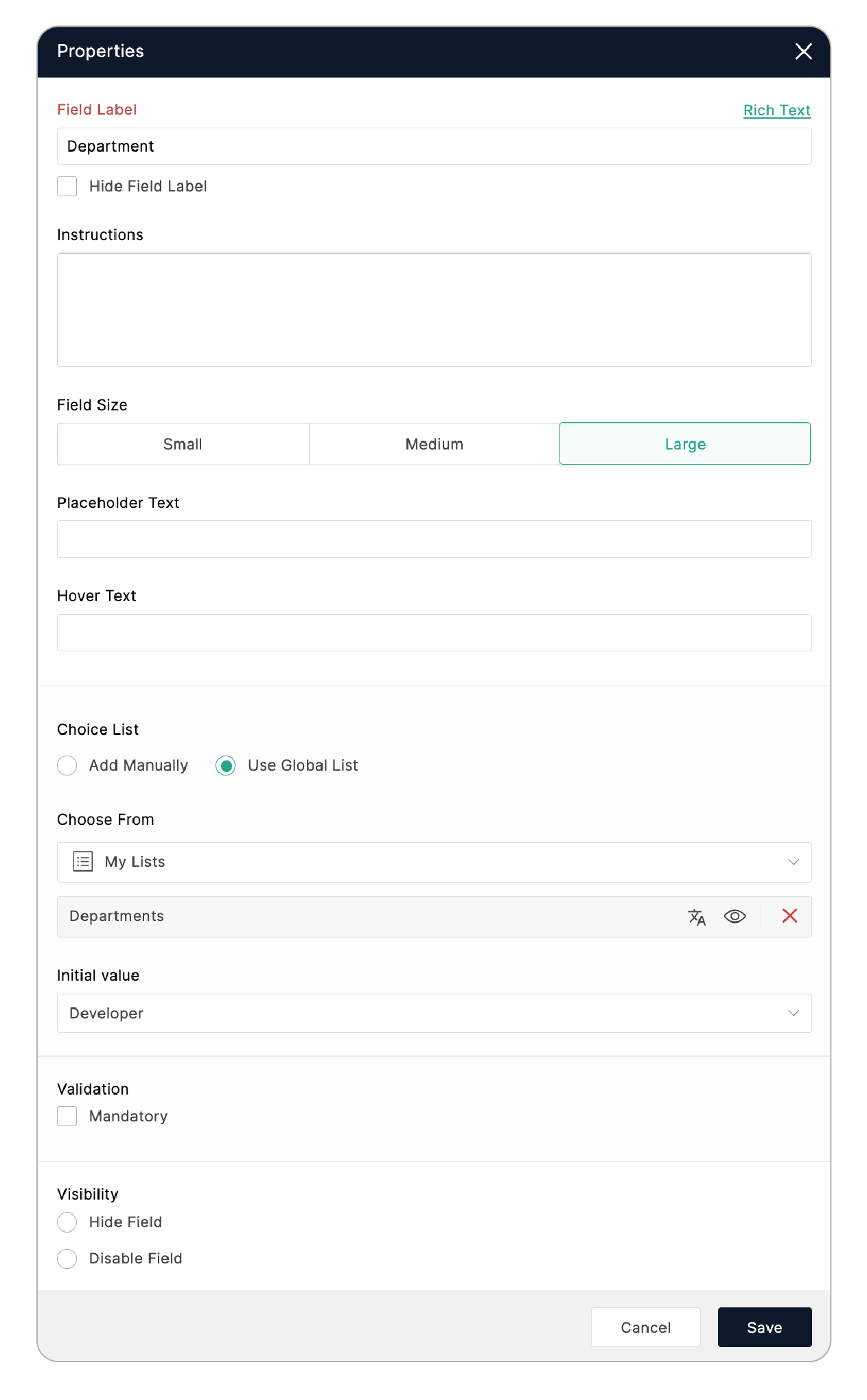 Initial Value setting