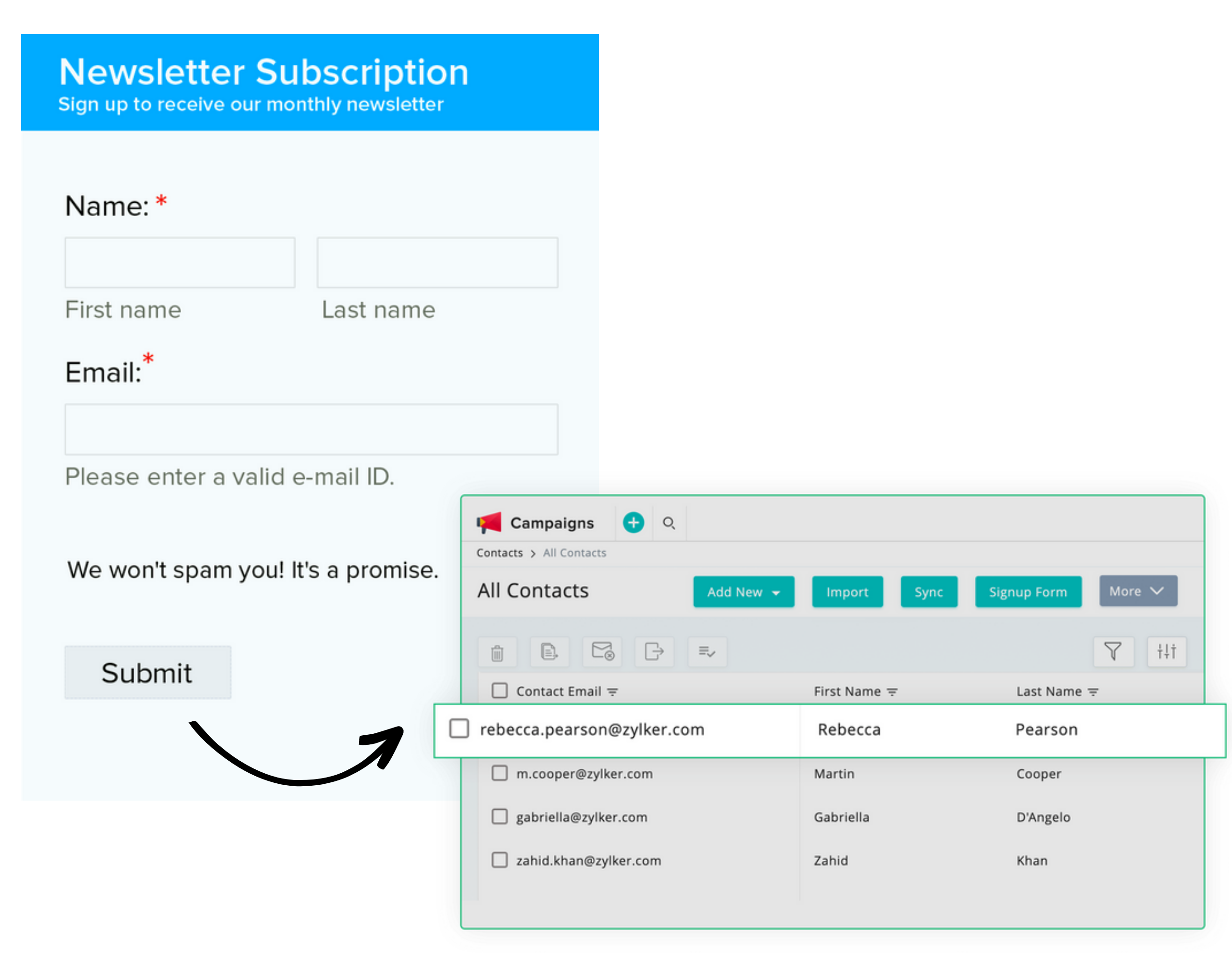 Zoho Forms - Zoho Campaigns Integration