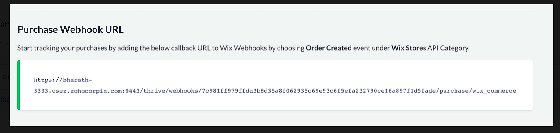 Purchase Webhook URL Sample