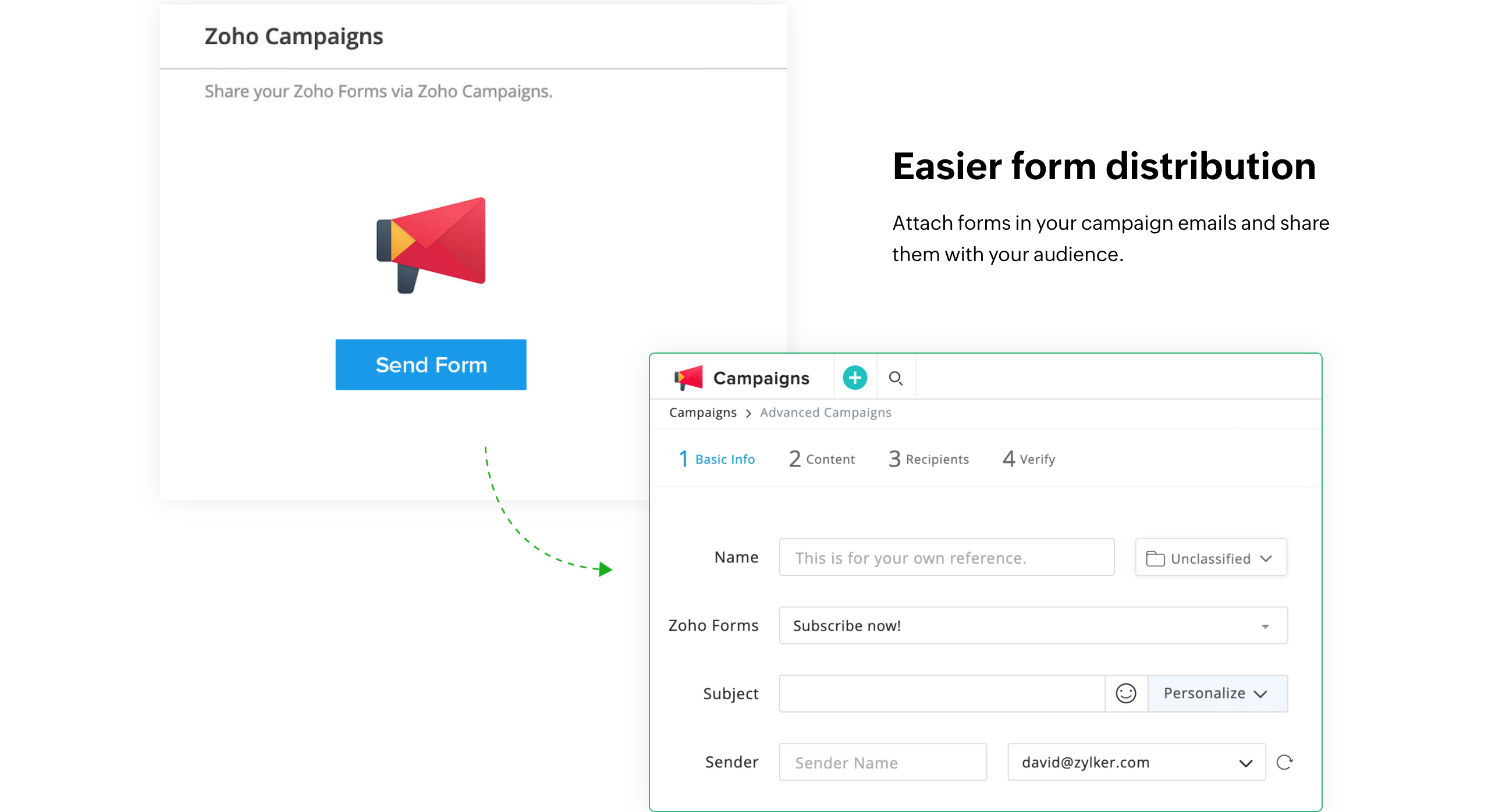 Share form via Zoho Campaigns