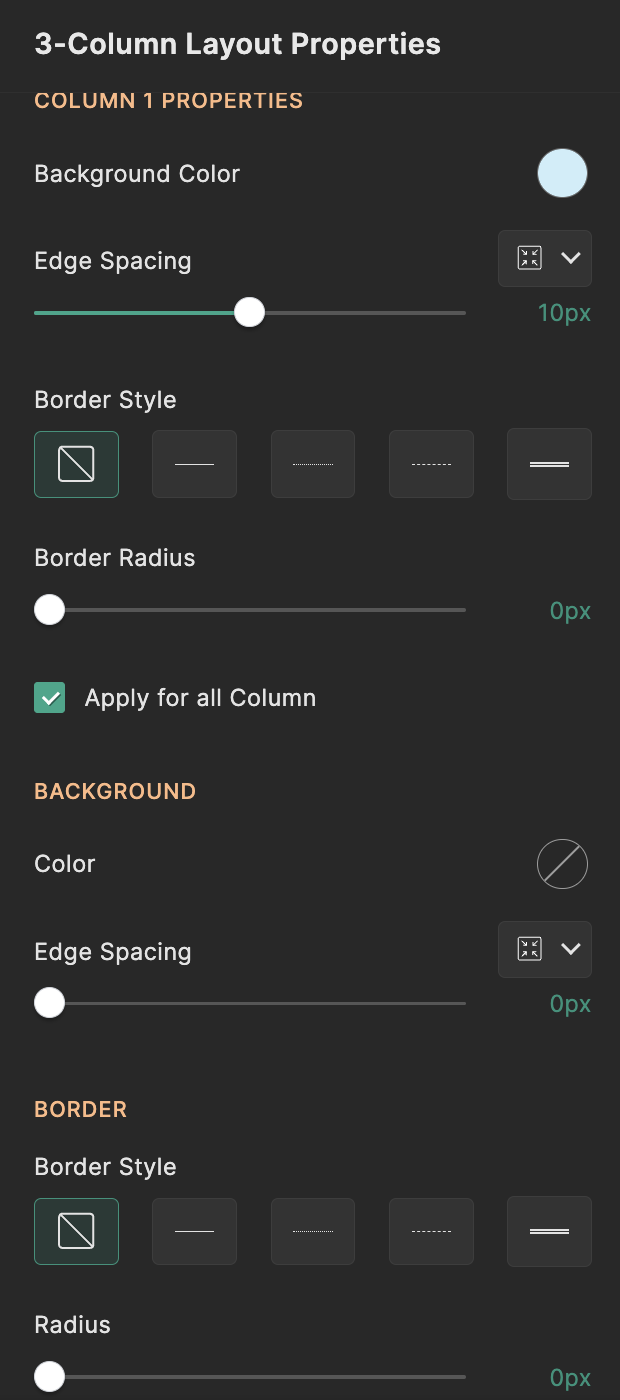 3-column layout properties