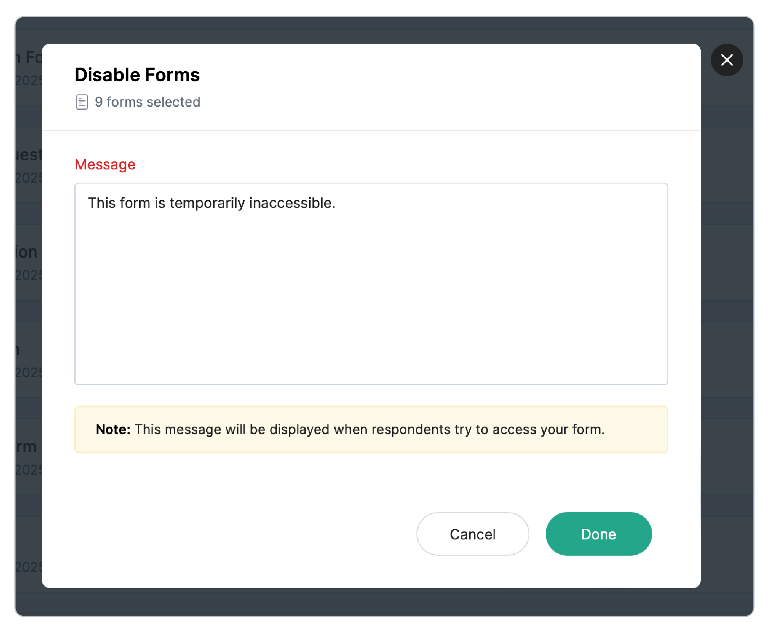 Customize the message to display to respondents