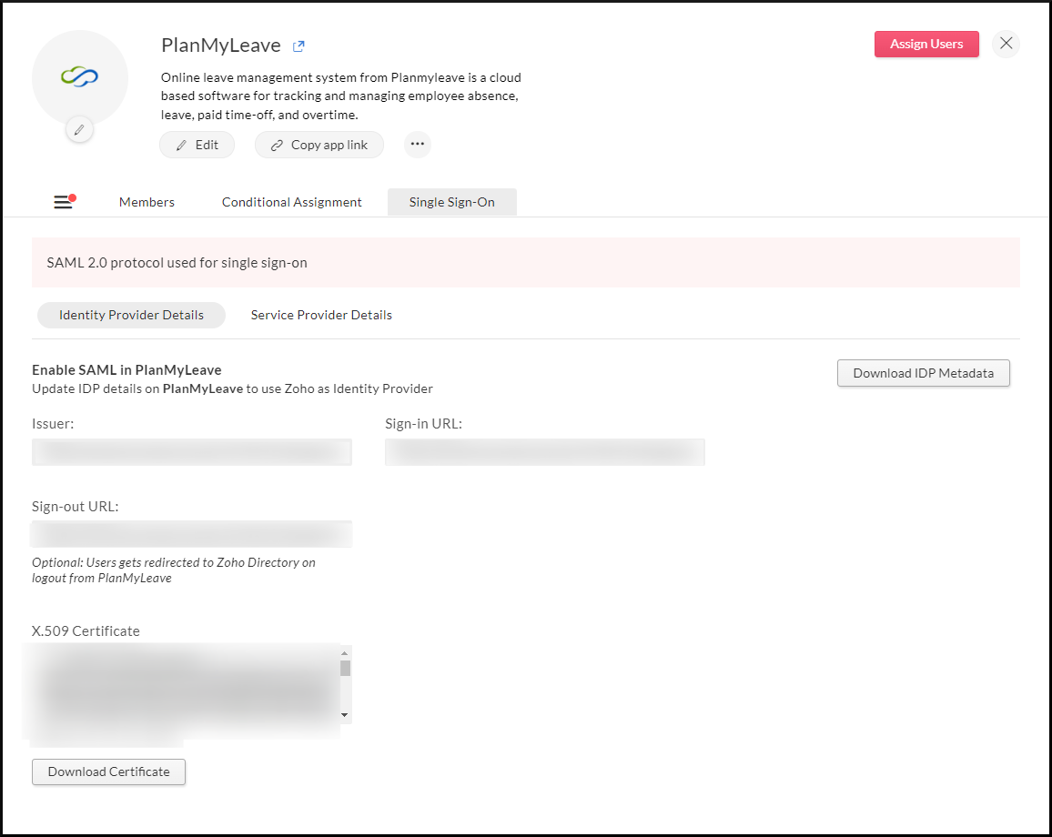 PlanMyLeave SSO details