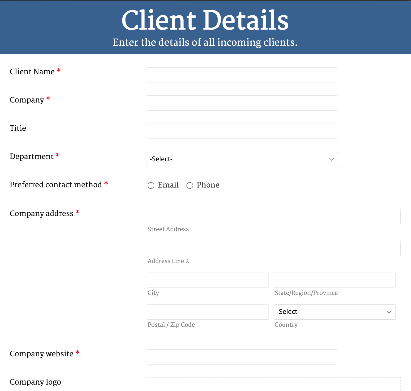 Client Details Form