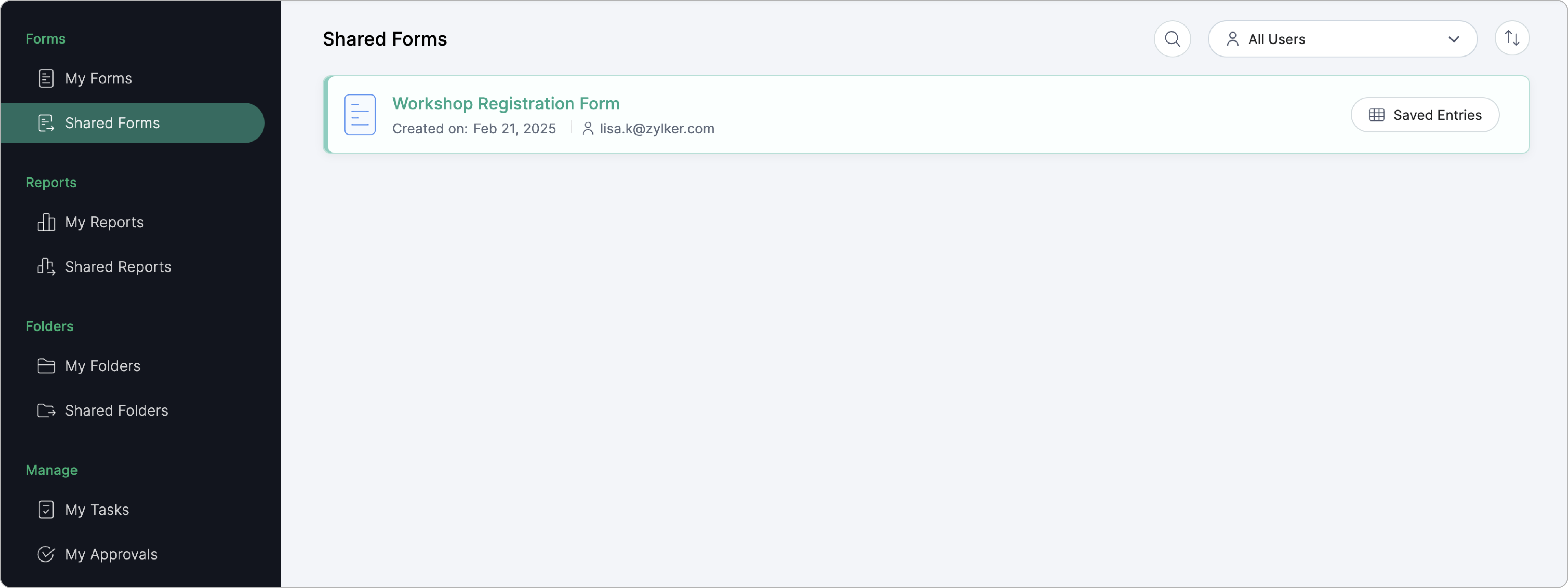 Click Saved Entries