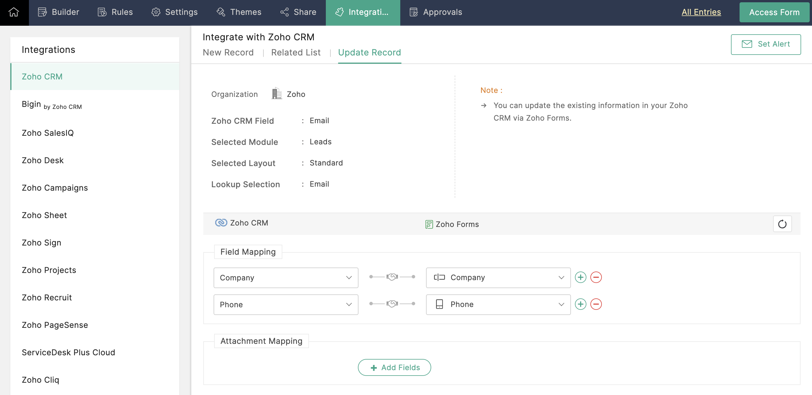 Update Existing Record in Zoho CRM