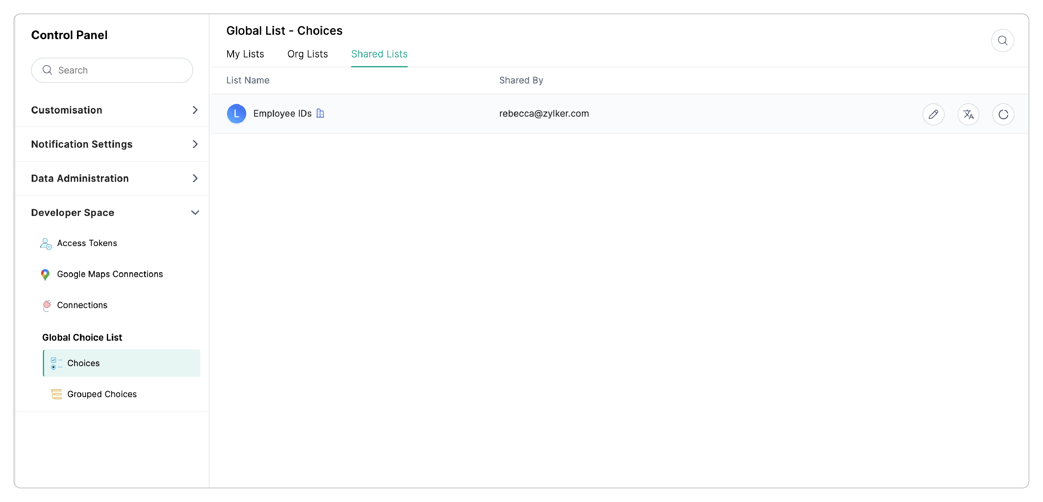 Shared Lists