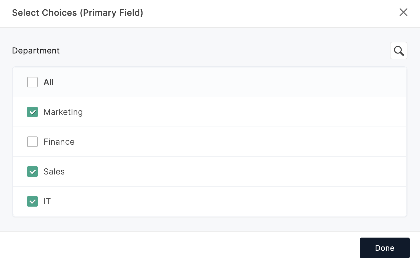 Select Choices (Primary Field)