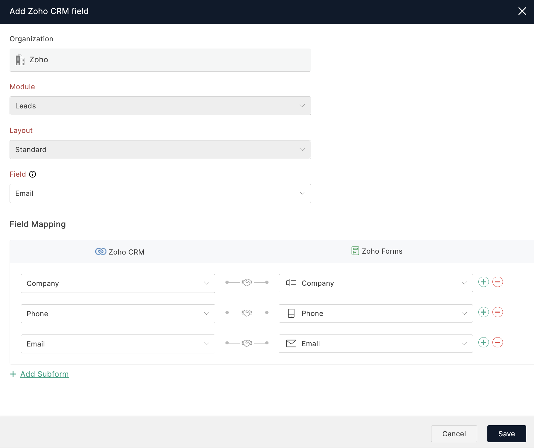 Map Zoho Form Fields