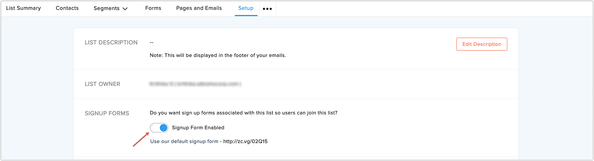  Associating contacts to a  mailing list