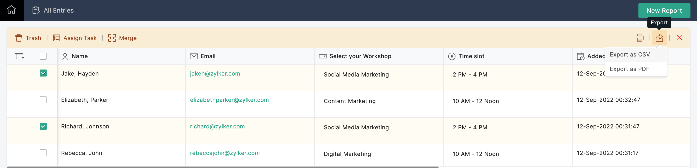 Form Entries | Exporting Form Entries - Zoho Forms