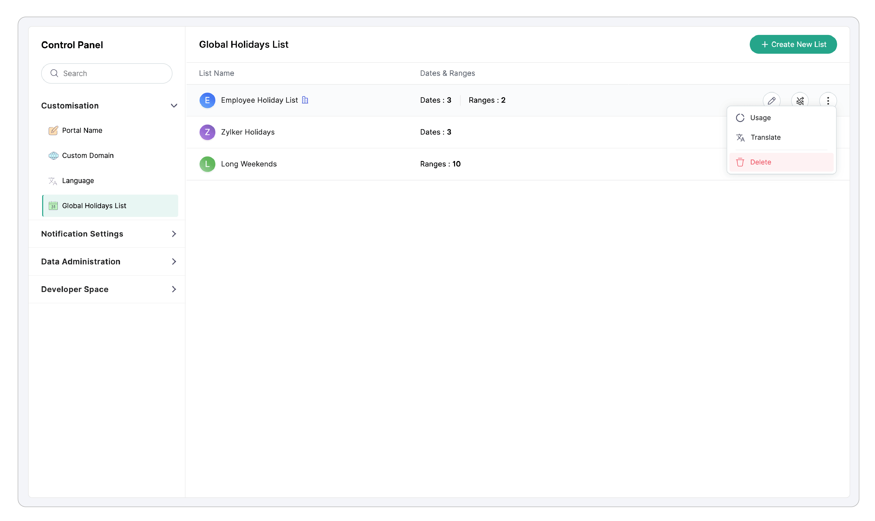Delete list