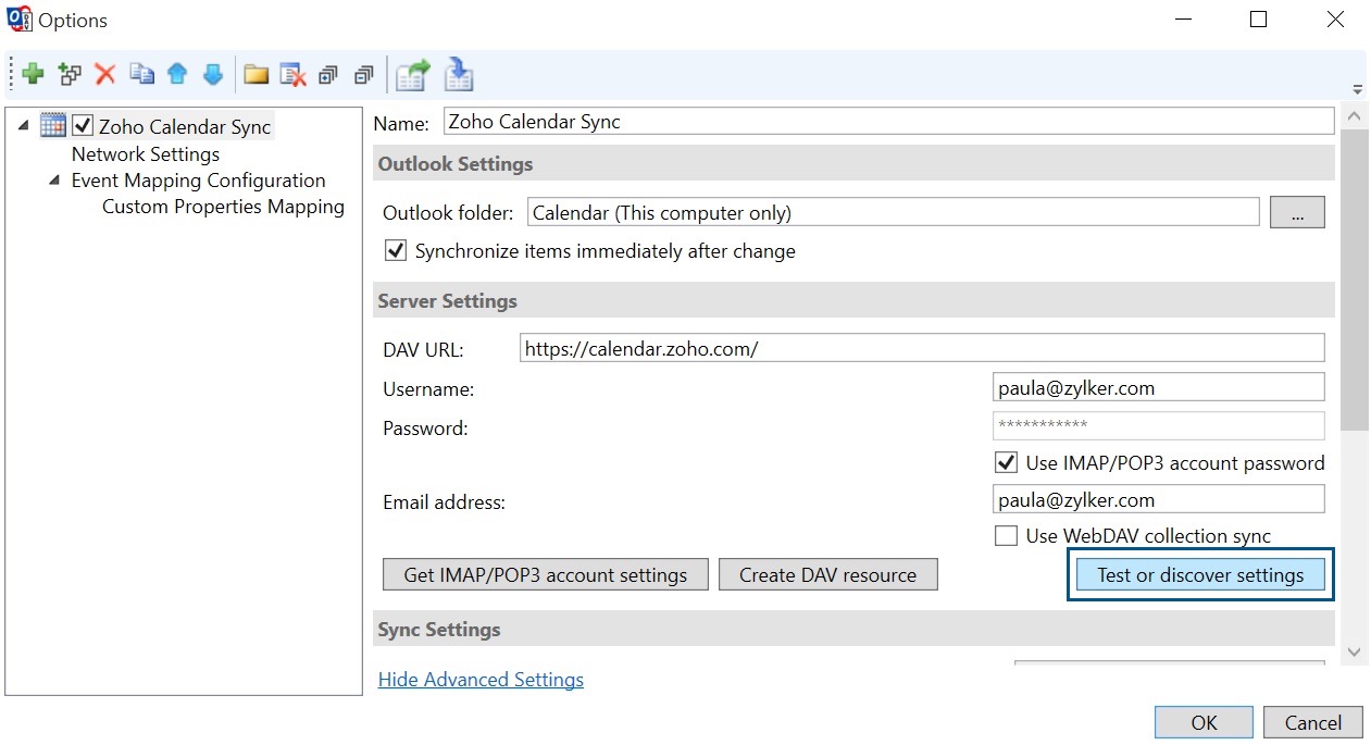 CalDAV Synchronizer for Outlook Zoho Calendar