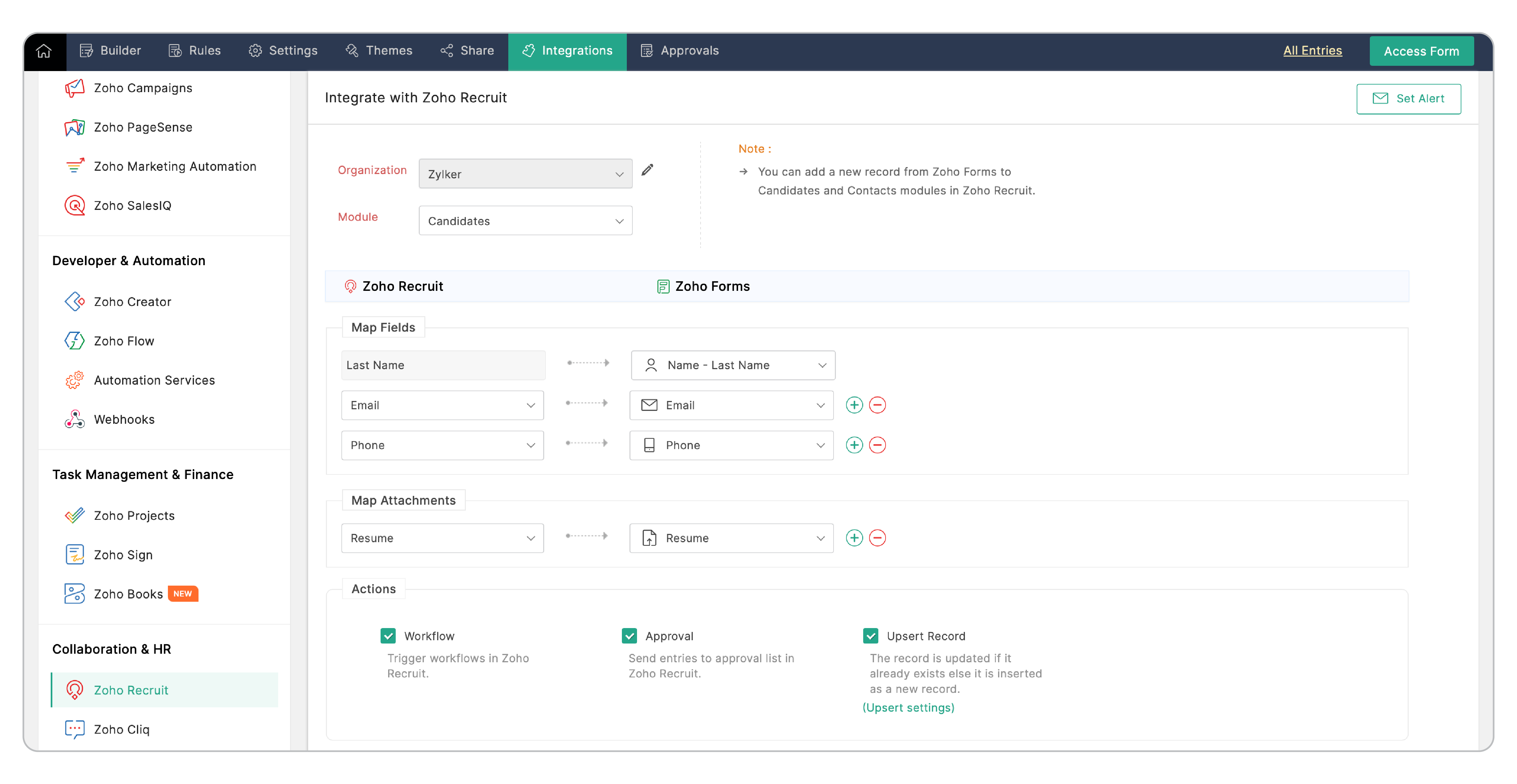 Integration setup