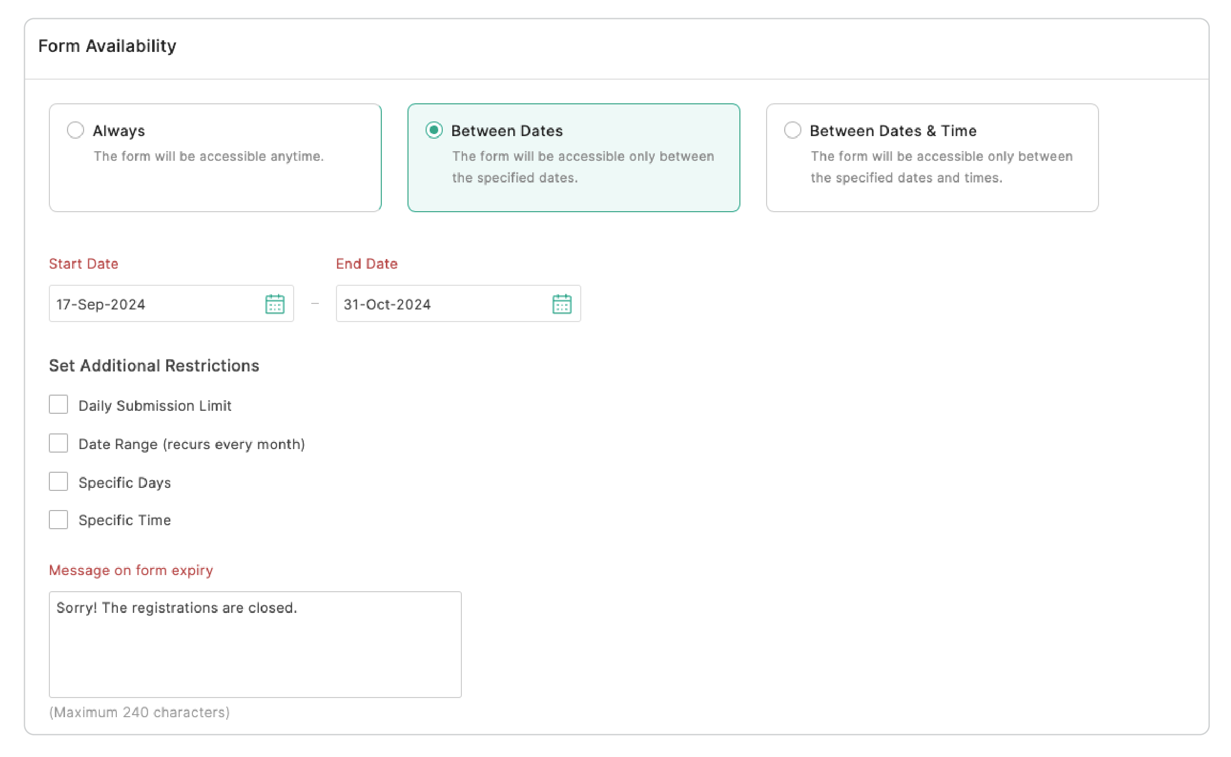 Restrict Form access by Date