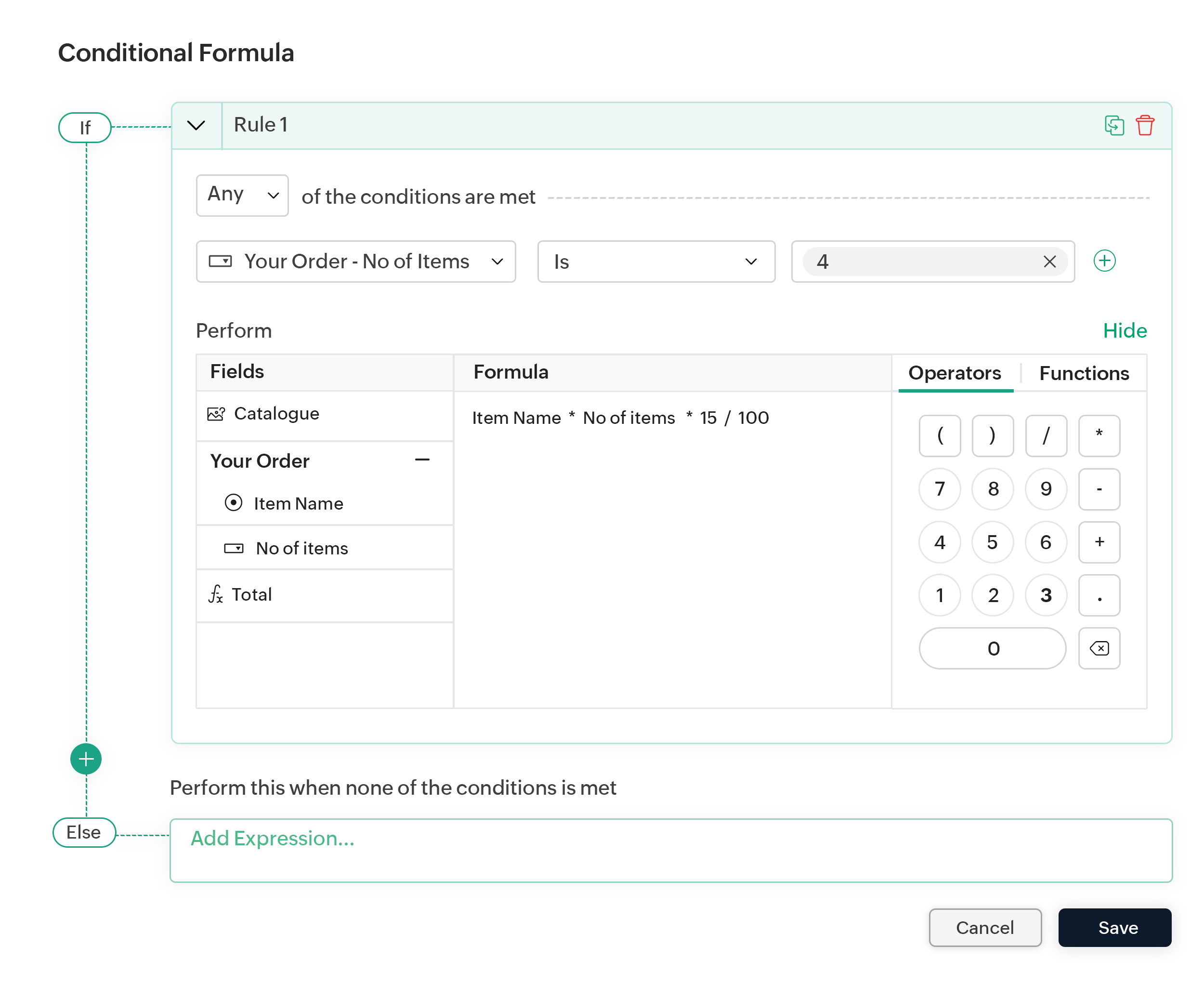 Configuring Conditional Formula