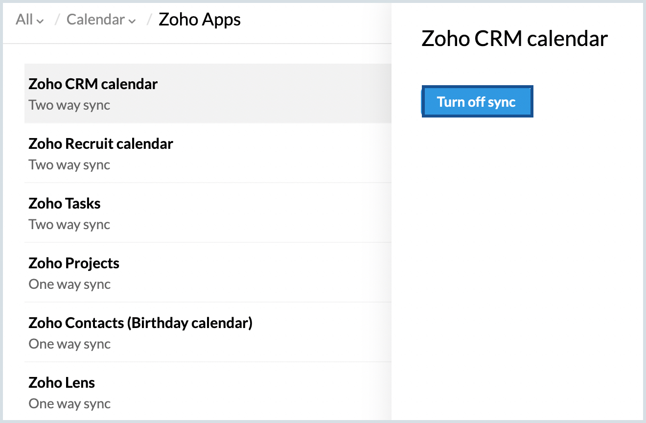 Syncing Zoho CRM events with Zoho Calendar