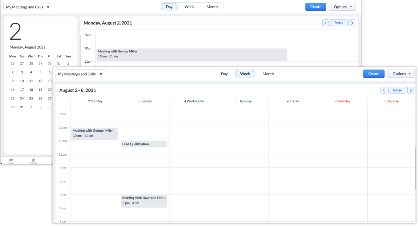 Using Calendar in Zoho CRM