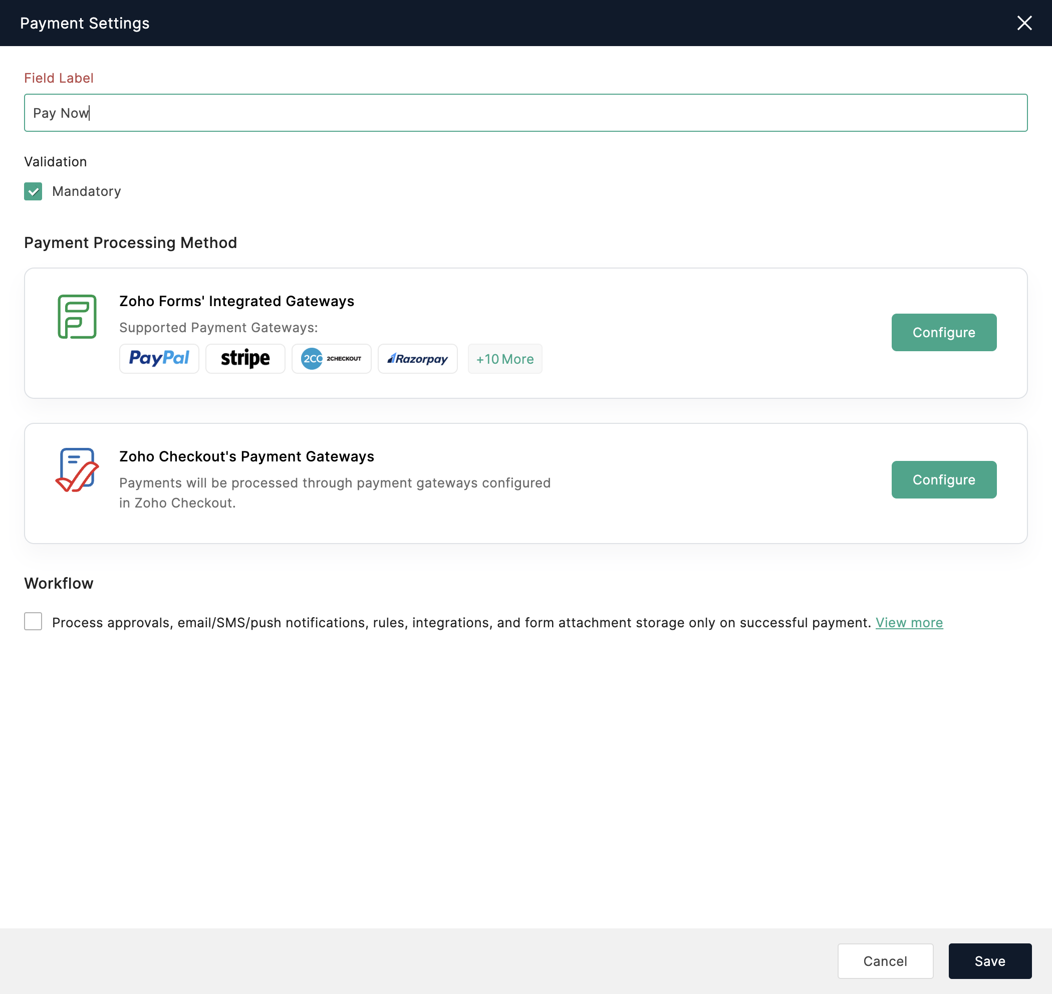 Payment Settings