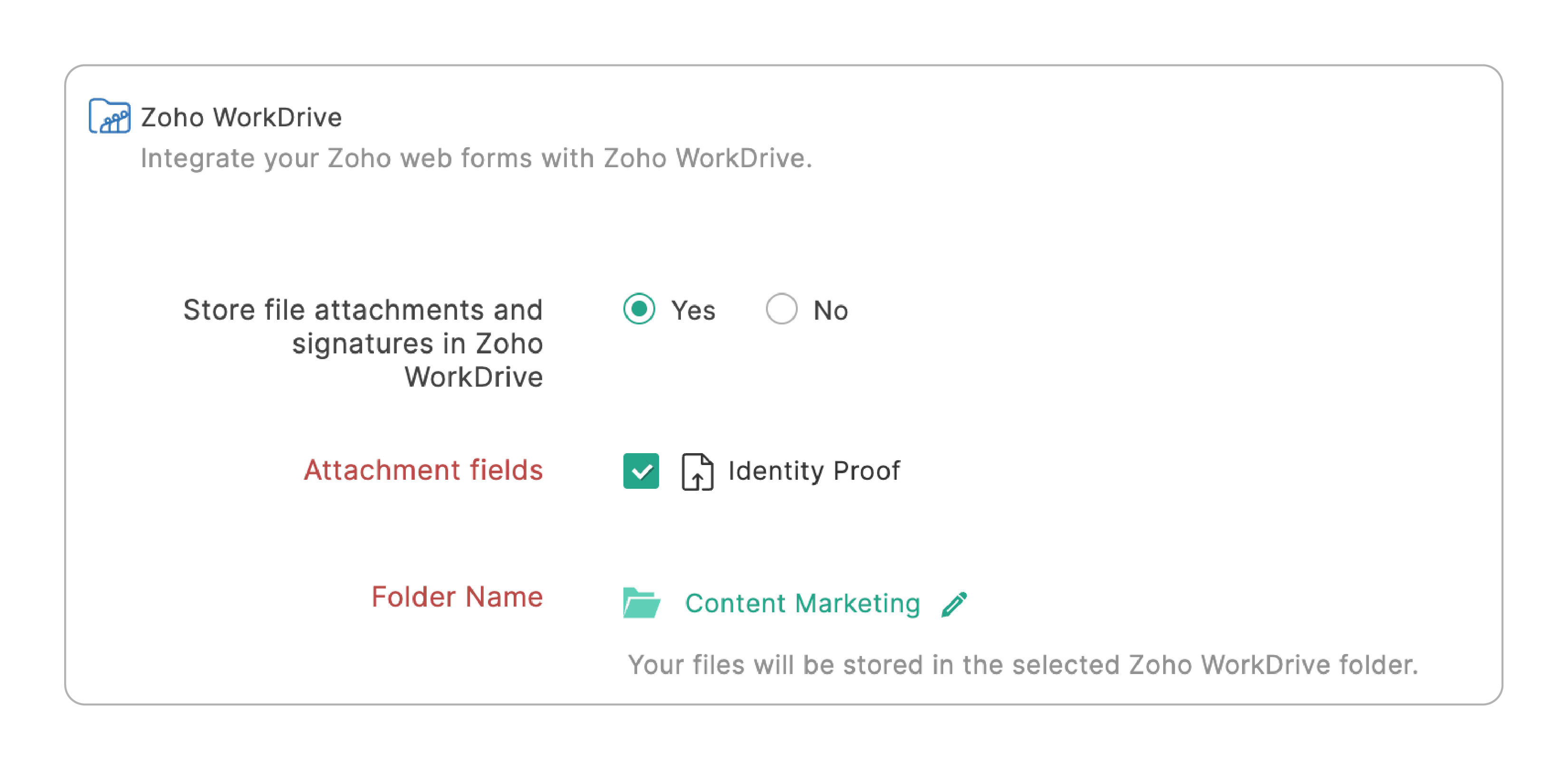 Save attachments to Zoho WorkDrive
