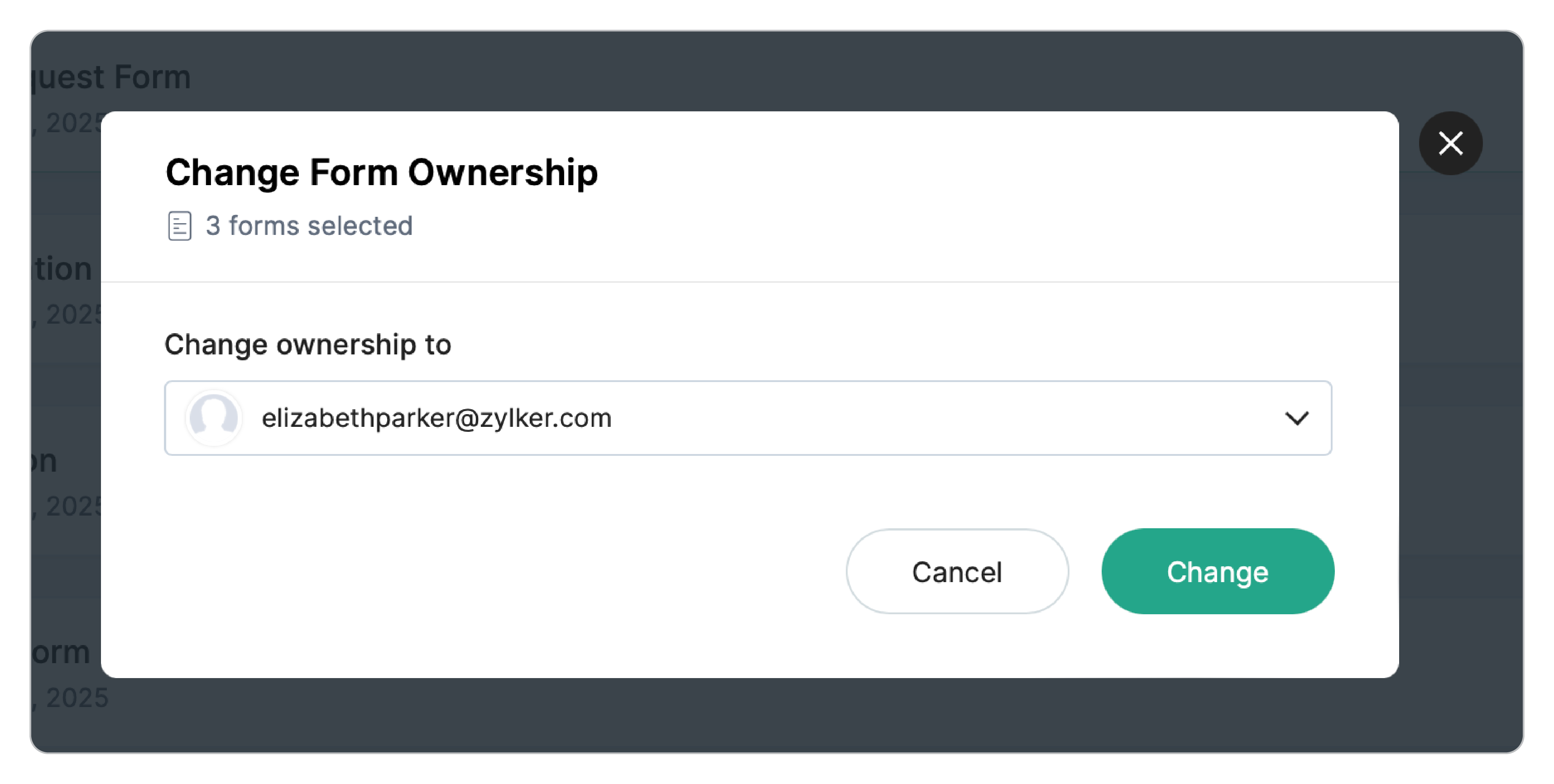 Change ownership of forms