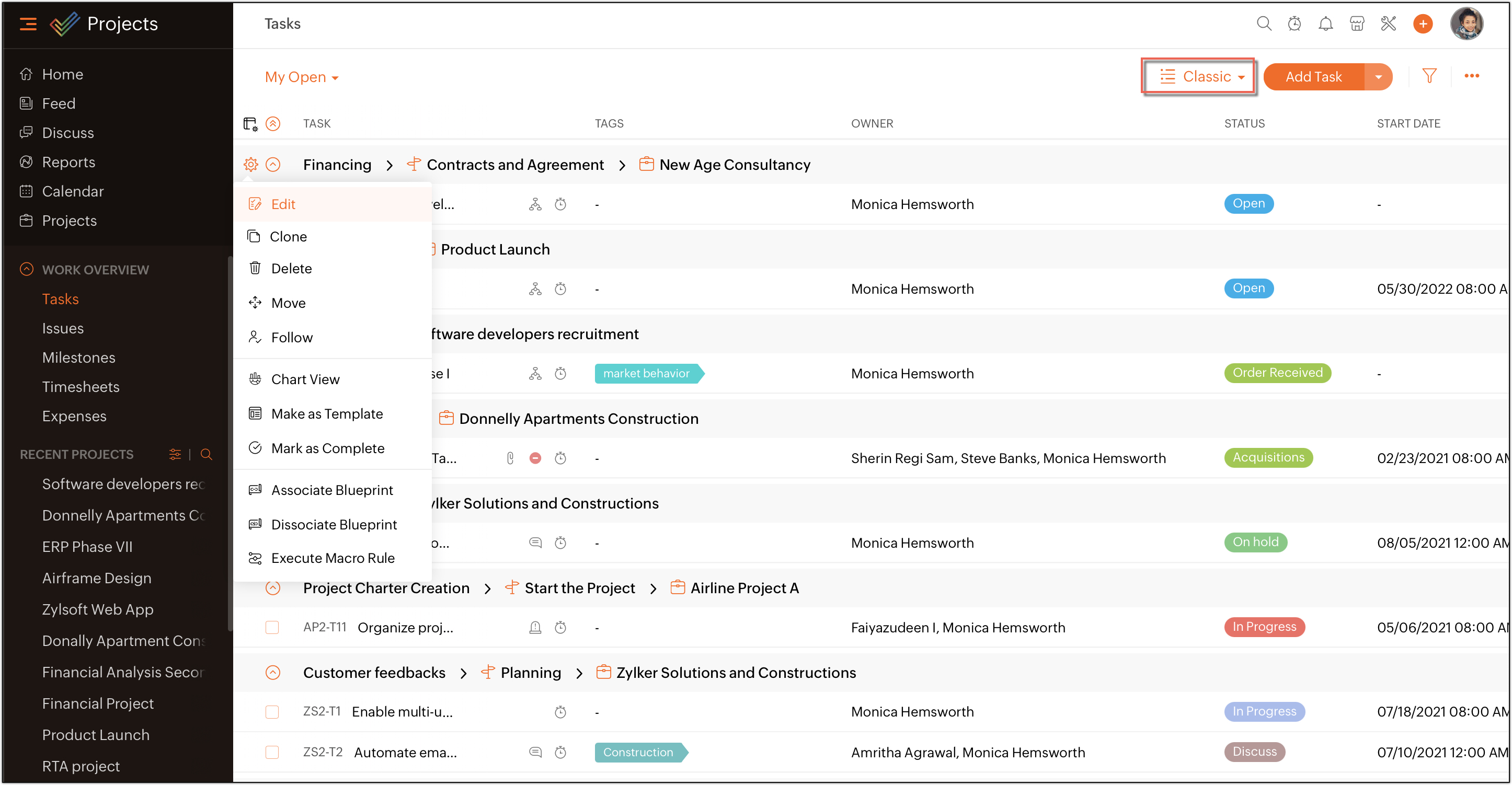 How do I associate an existing task list to a milestone?