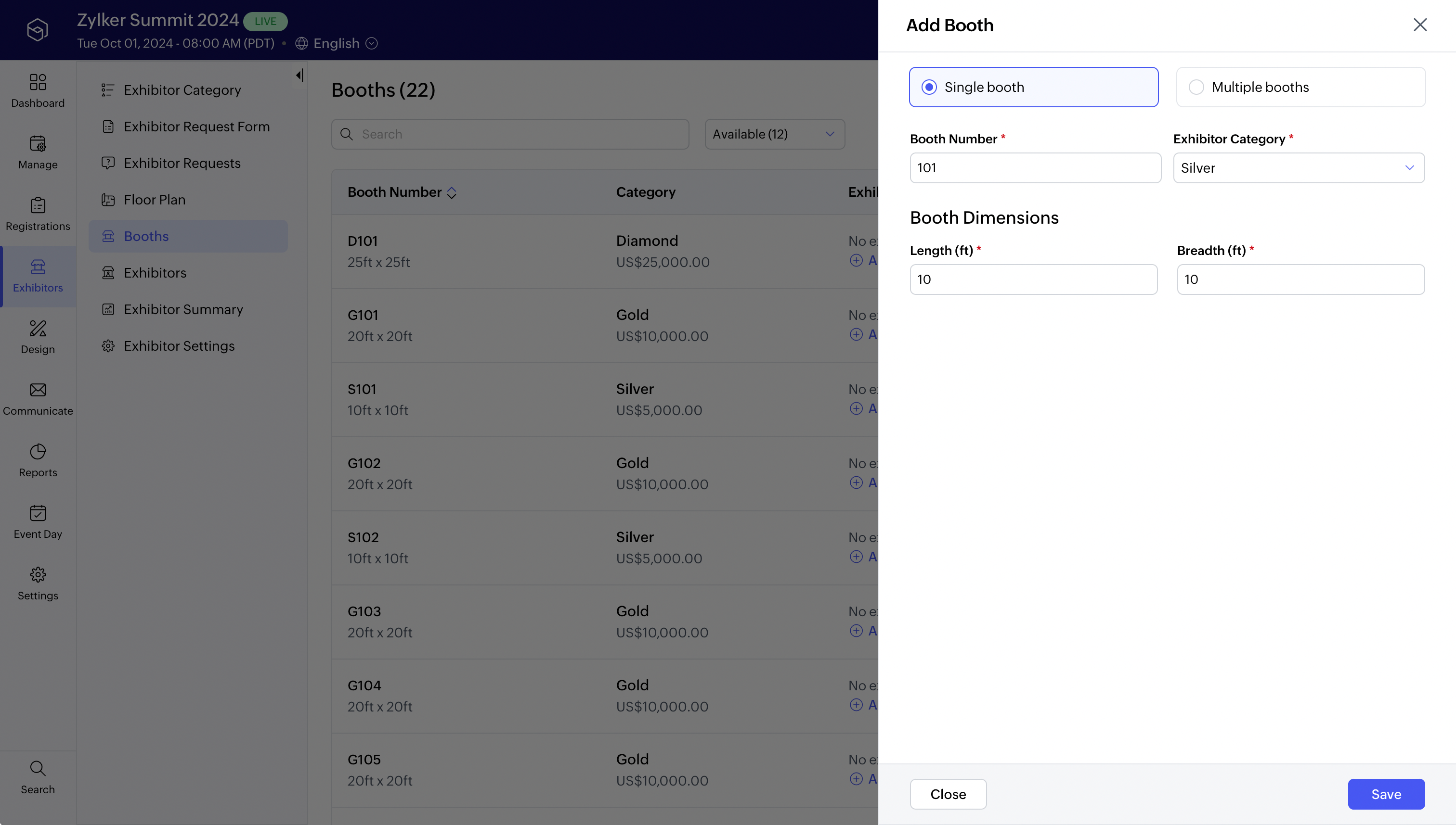 How to set up booths and manage exhibitors in Zoho Backstage